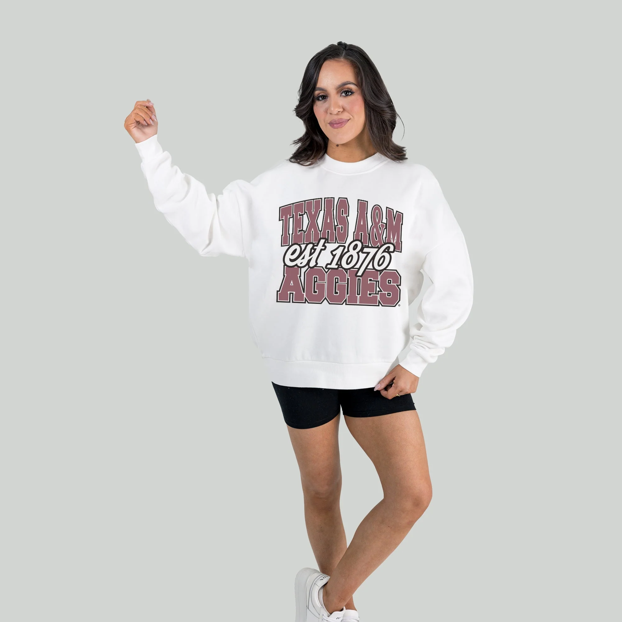 TEXAS A&M AGGIES FADED FORMATION PREMIUM FLEECE DROP SHOULDER CREWNECK PULLOVER - Image 4