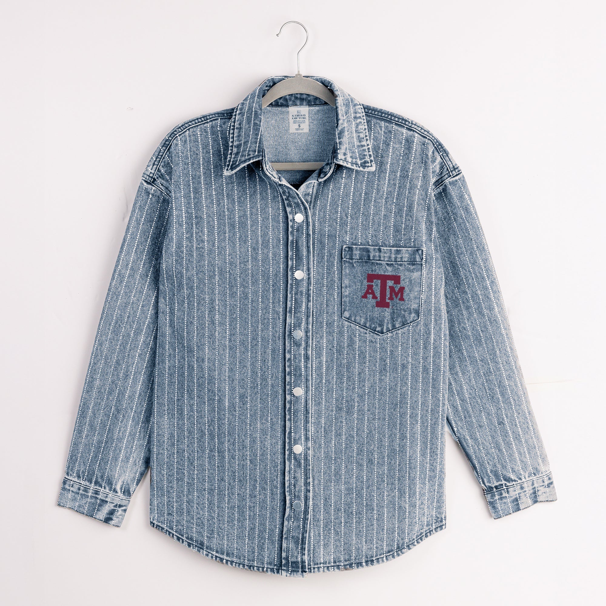TEXAS A&M AGGIES STYLE'S THE LIMIT MICRO-RHINESTONE DENIM OVERSHIRT - Image 8