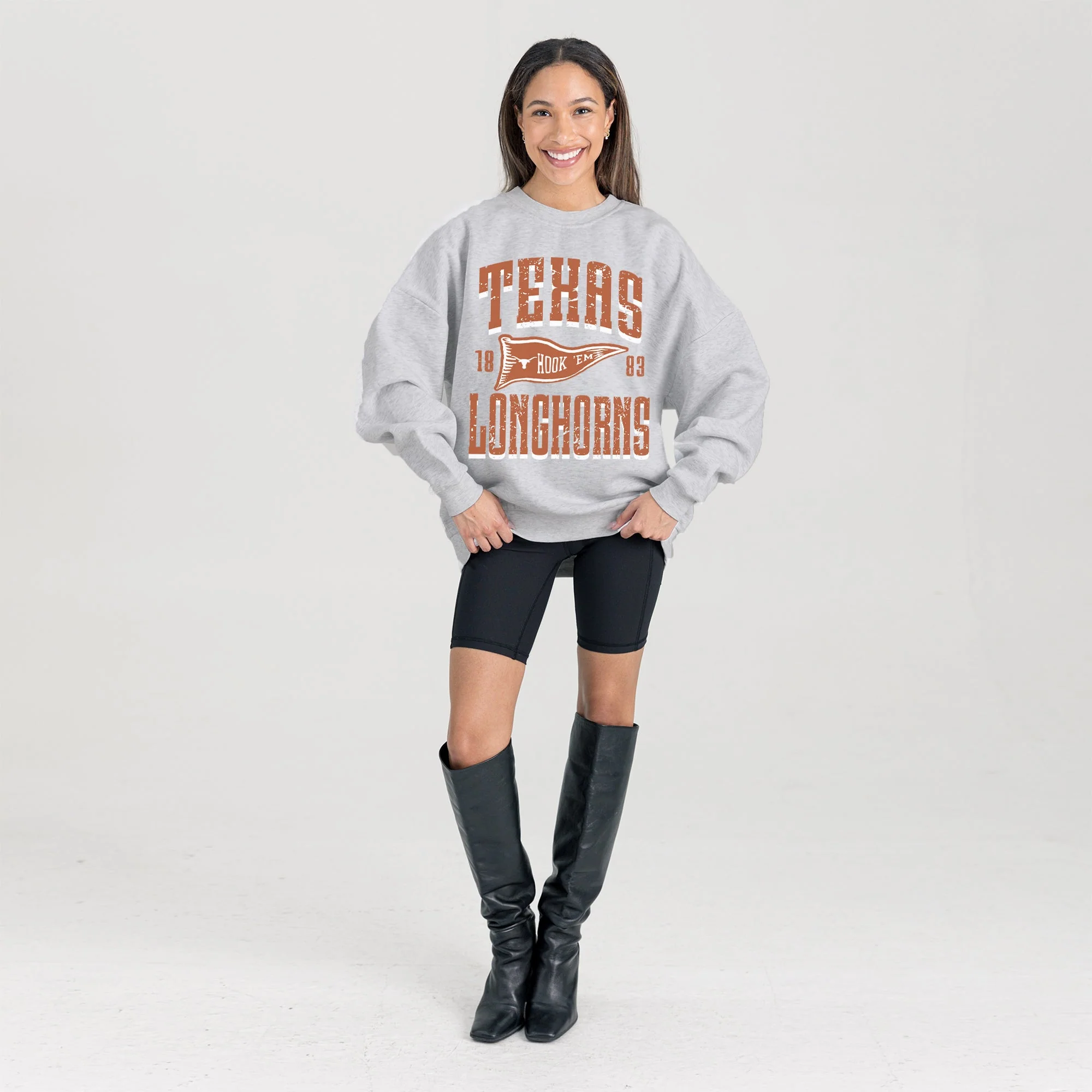 TEXAS LONGHORNS PENNANT PRIDE PREMIUM FLEECE DROP SHOULDER CREWNECK PULLOVER - Image 6