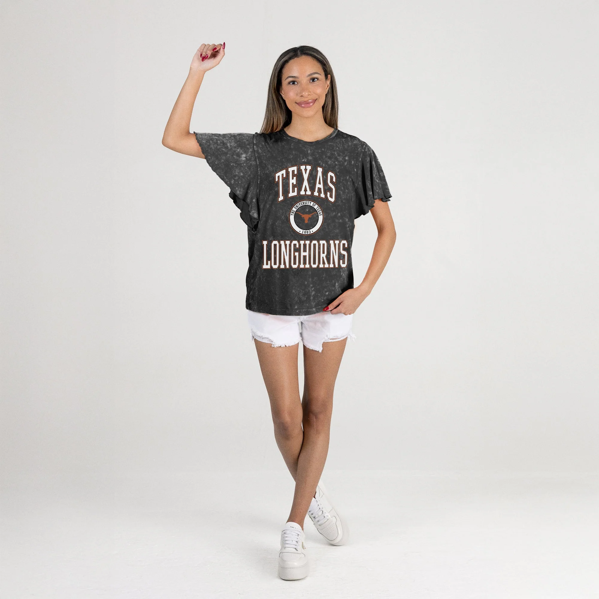 TEXAS LONGHORNS VICTORY MODE FLUTTER SLEEVE TEE IN BLACK - Image 6