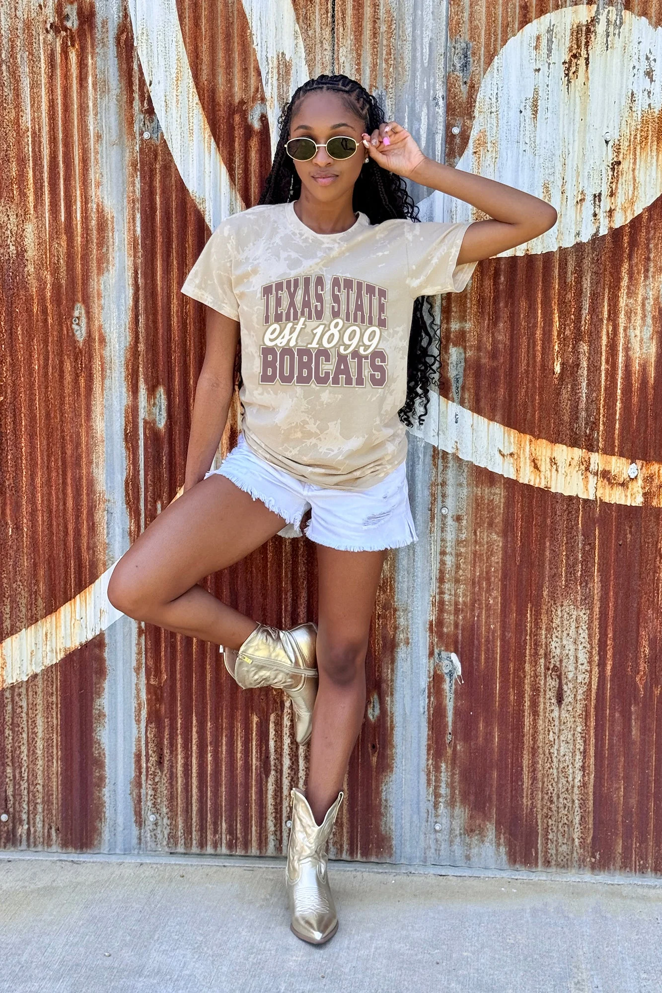 TEXAS STATE BOBCATS DEEP ROOTS BLEACH WASH TEE - Image 2