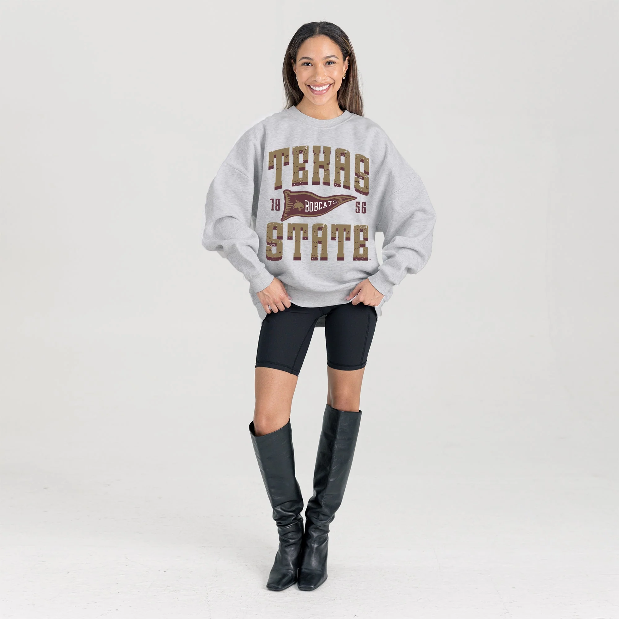 TEXAS STATE BOBCATS PENNANT PRIDE PREMIUM FLEECE DROP SHOULDER CREWNECK PULLOVER - Image 6