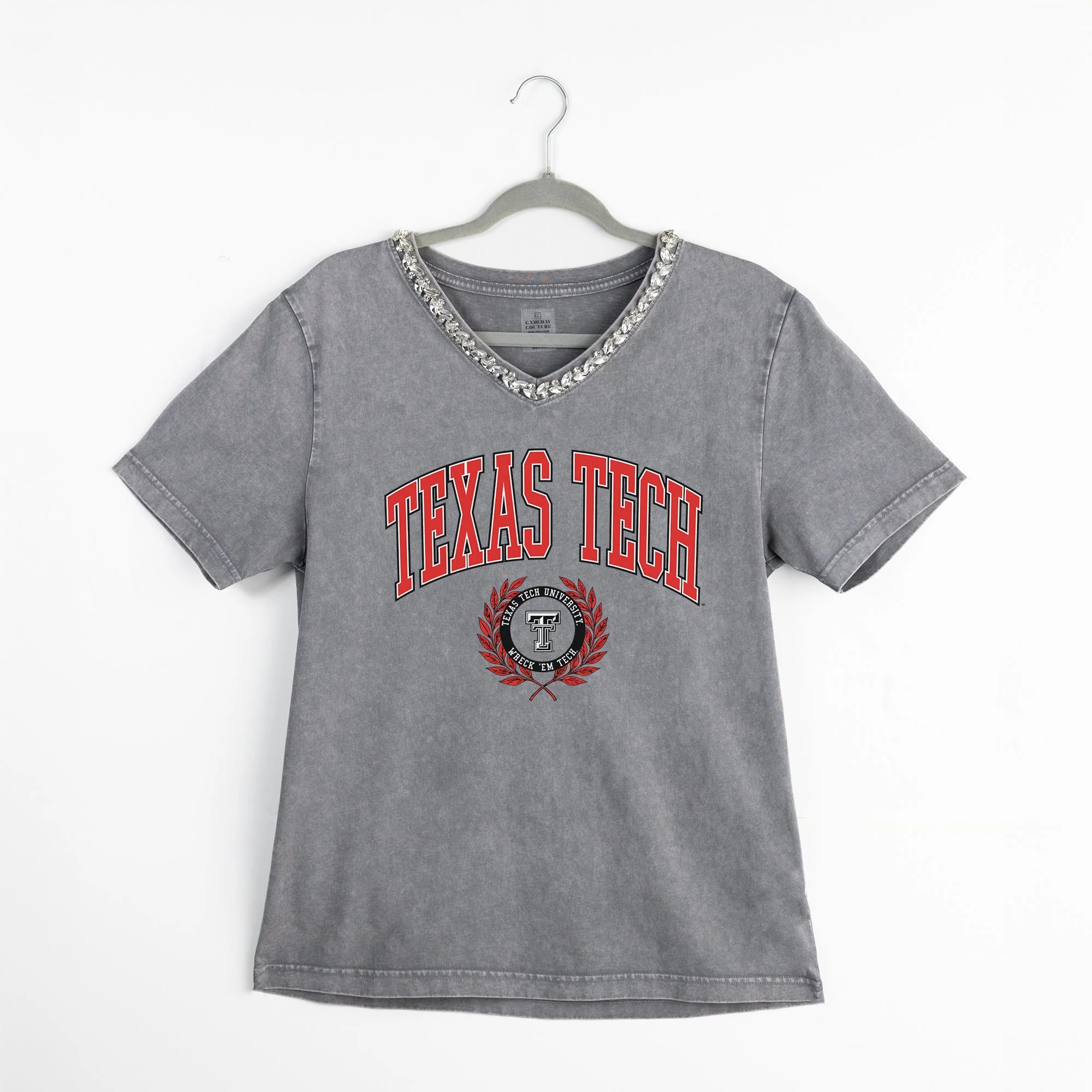 TEXAS TECH RED RAIDERS ICONIC EDGE RHINESTONE TRIM V-NECK TEE - Image 8