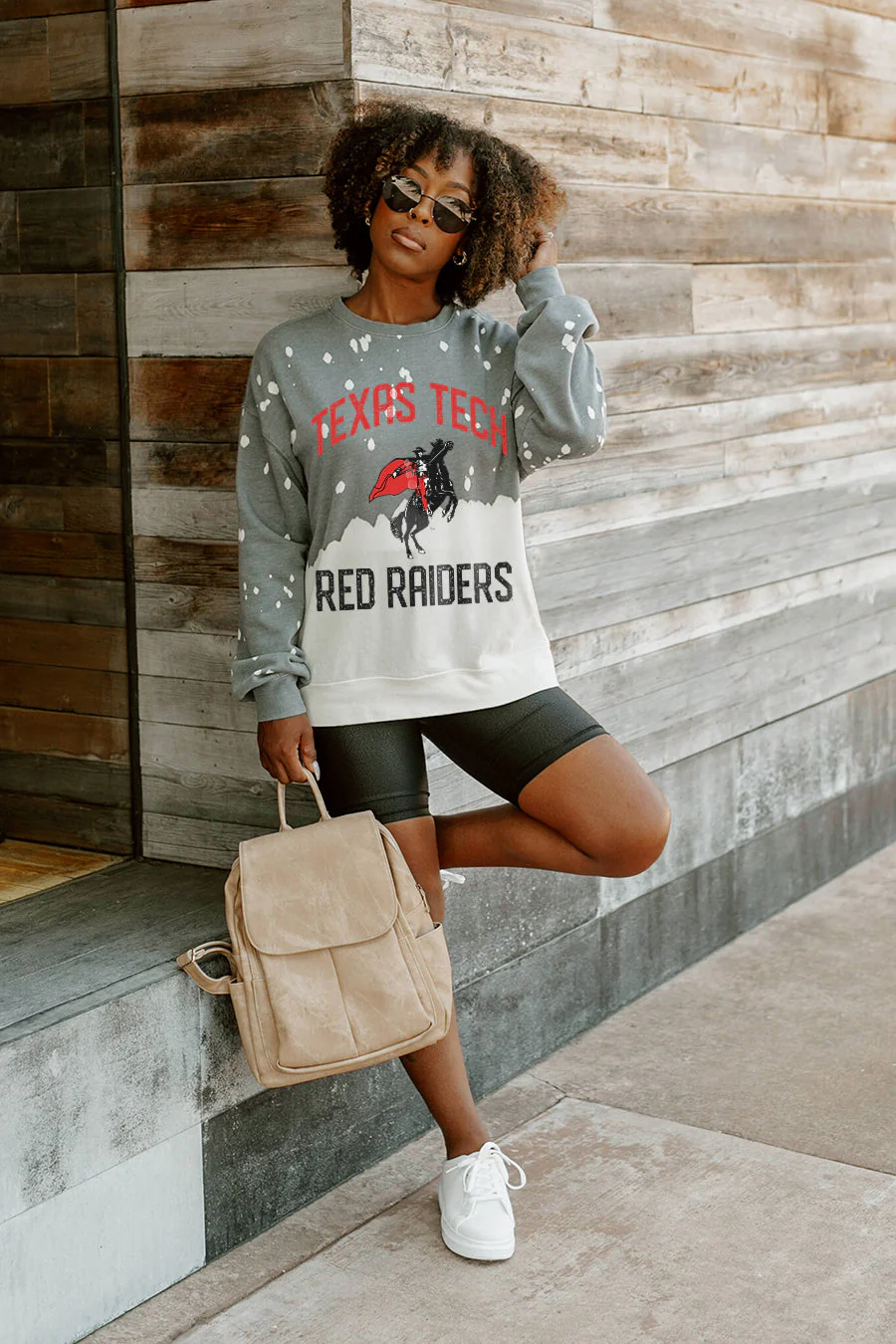 TEXAS TECH RED RAIDERS Upcycle And Vintage Faded Wash Pullover - Image 2