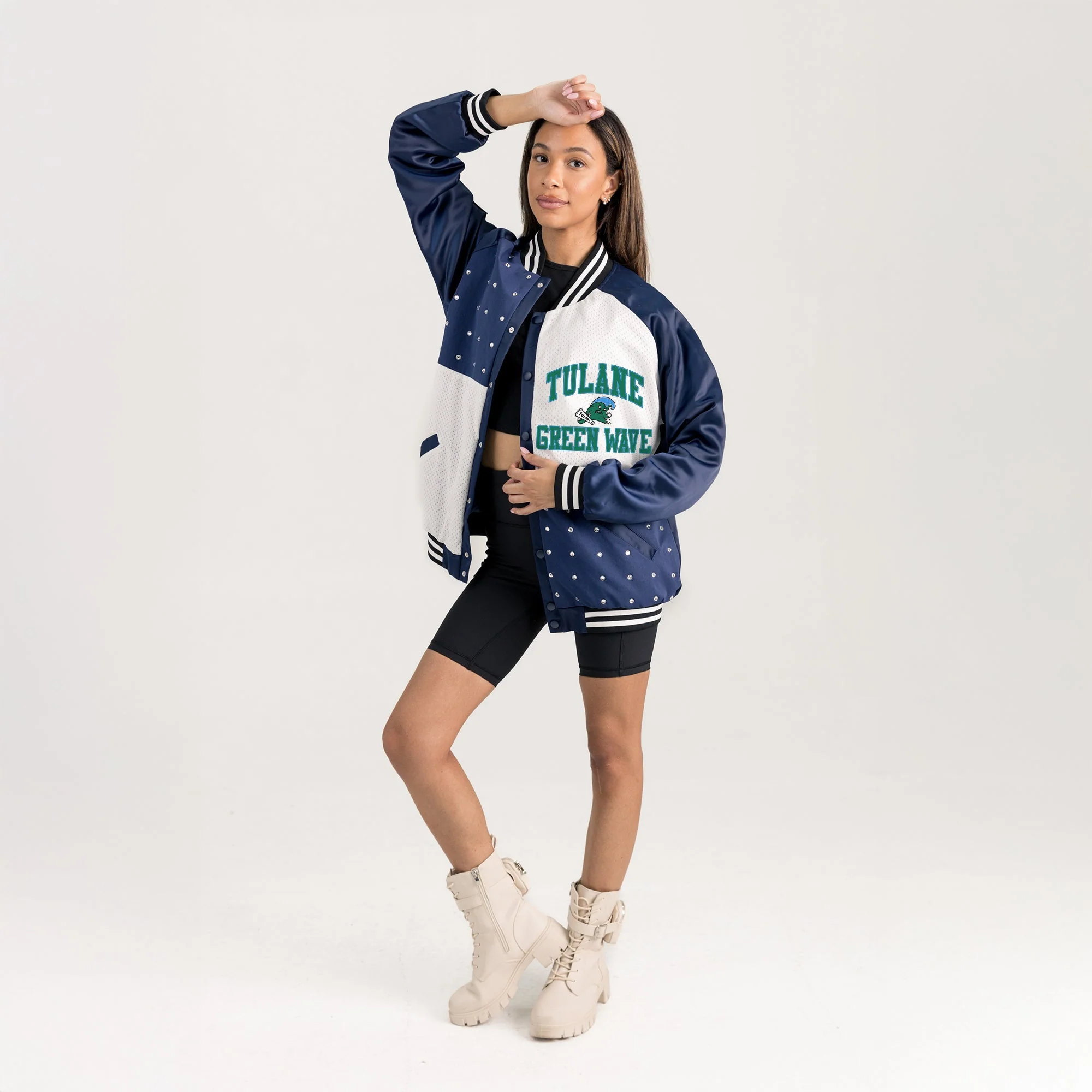 TULANE GREEN WAVE REFINED RIVALRY THROWBACK VARSITY BOMBER JACKET - Image 5