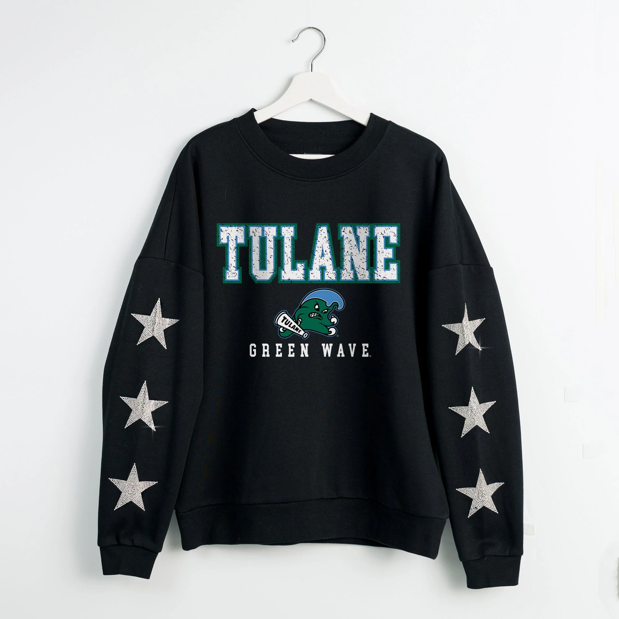 TULANE GREEN WAVE VELOCITY STAR EMBELLISHED CREW SWEATSHIRT - Image 8