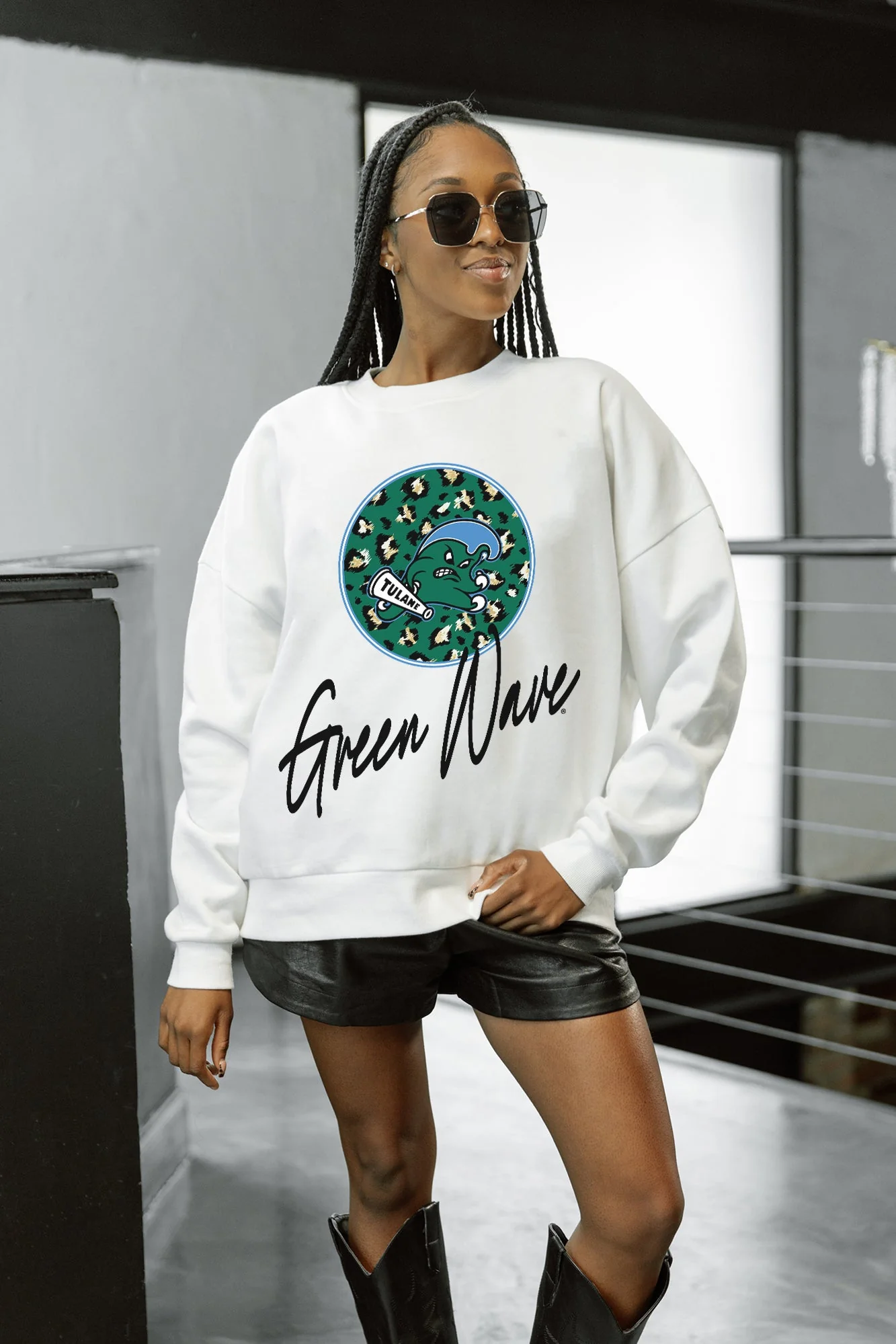 TULANE GREEN WAVE WILD BREAKTHROUGH PREMIUM FLEECE CREWNECK PULLOVER - Image 3