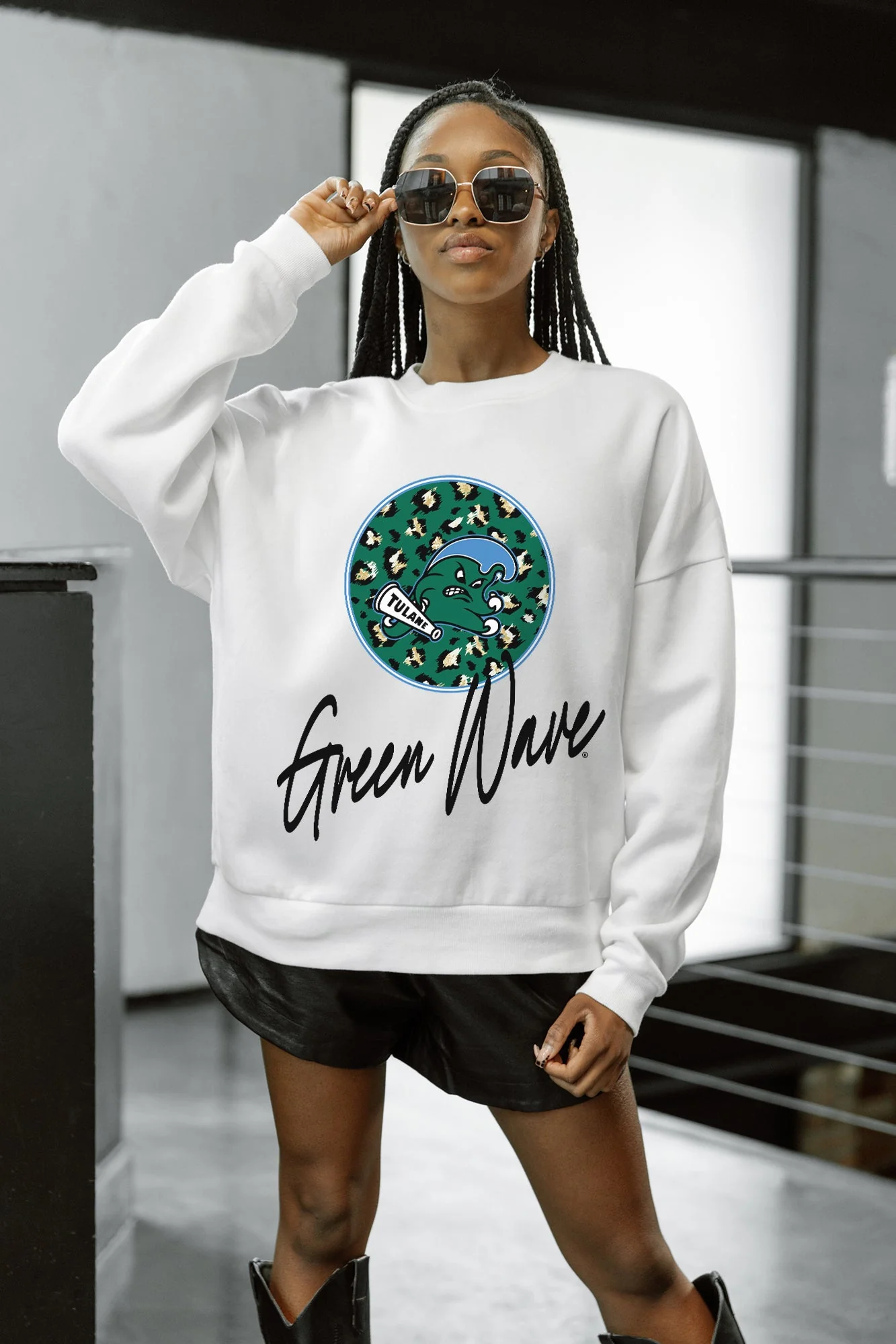 TULANE GREEN WAVE WILD BREAKTHROUGH PREMIUM FLEECE CREWNECK PULLOVER - Image 4