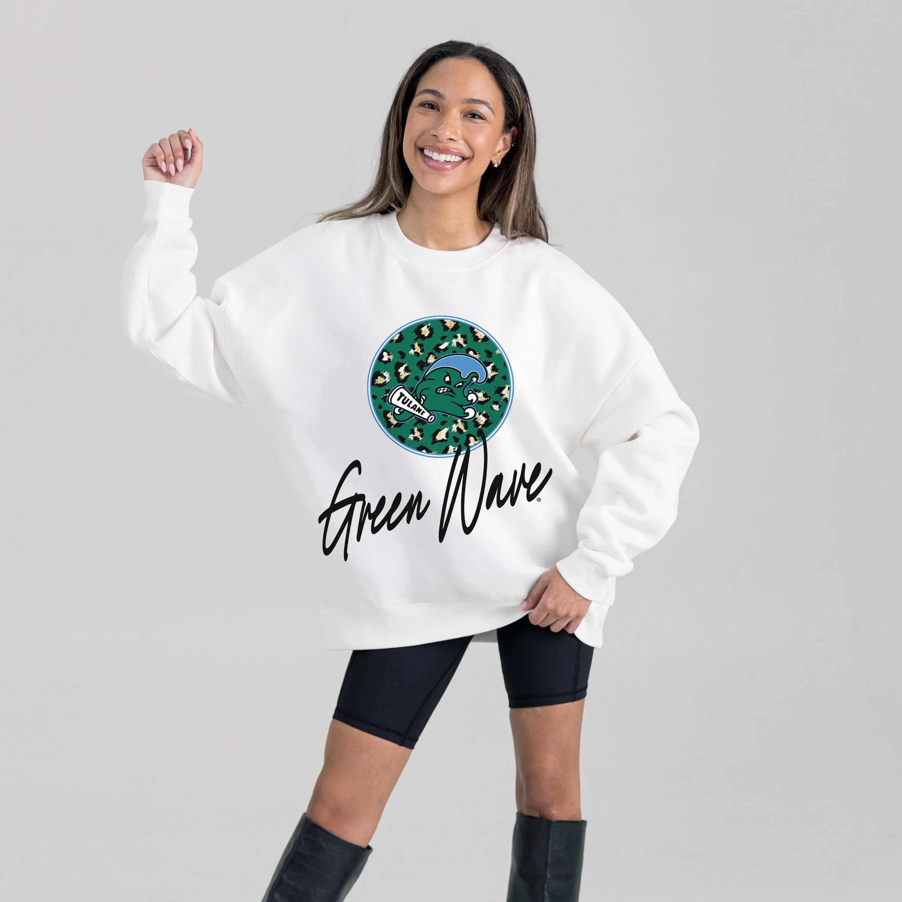 TULANE GREEN WAVE WILD BREAKTHROUGH PREMIUM FLEECE CREWNECK PULLOVER - Image 5