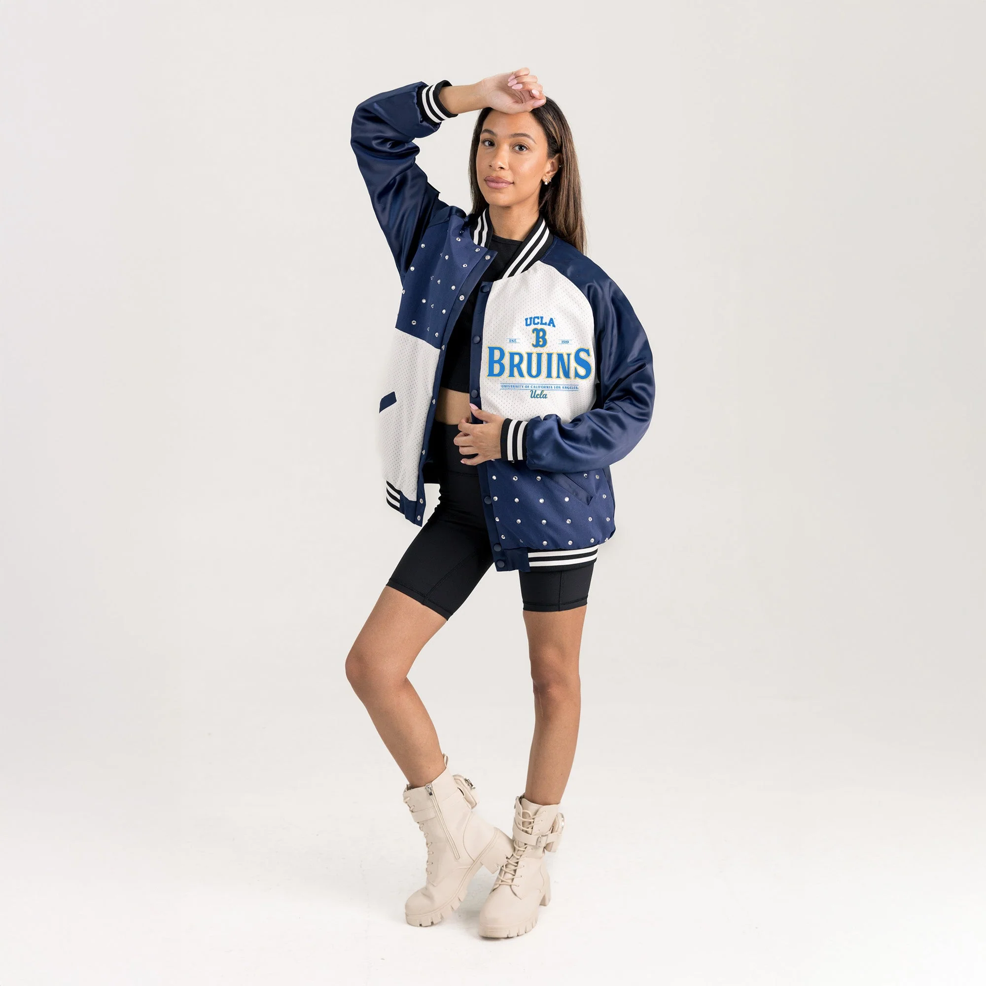 UCLA BRUINS INNER DRIVE THROWBACK VARSITY BOMBER JACKET - Image 5