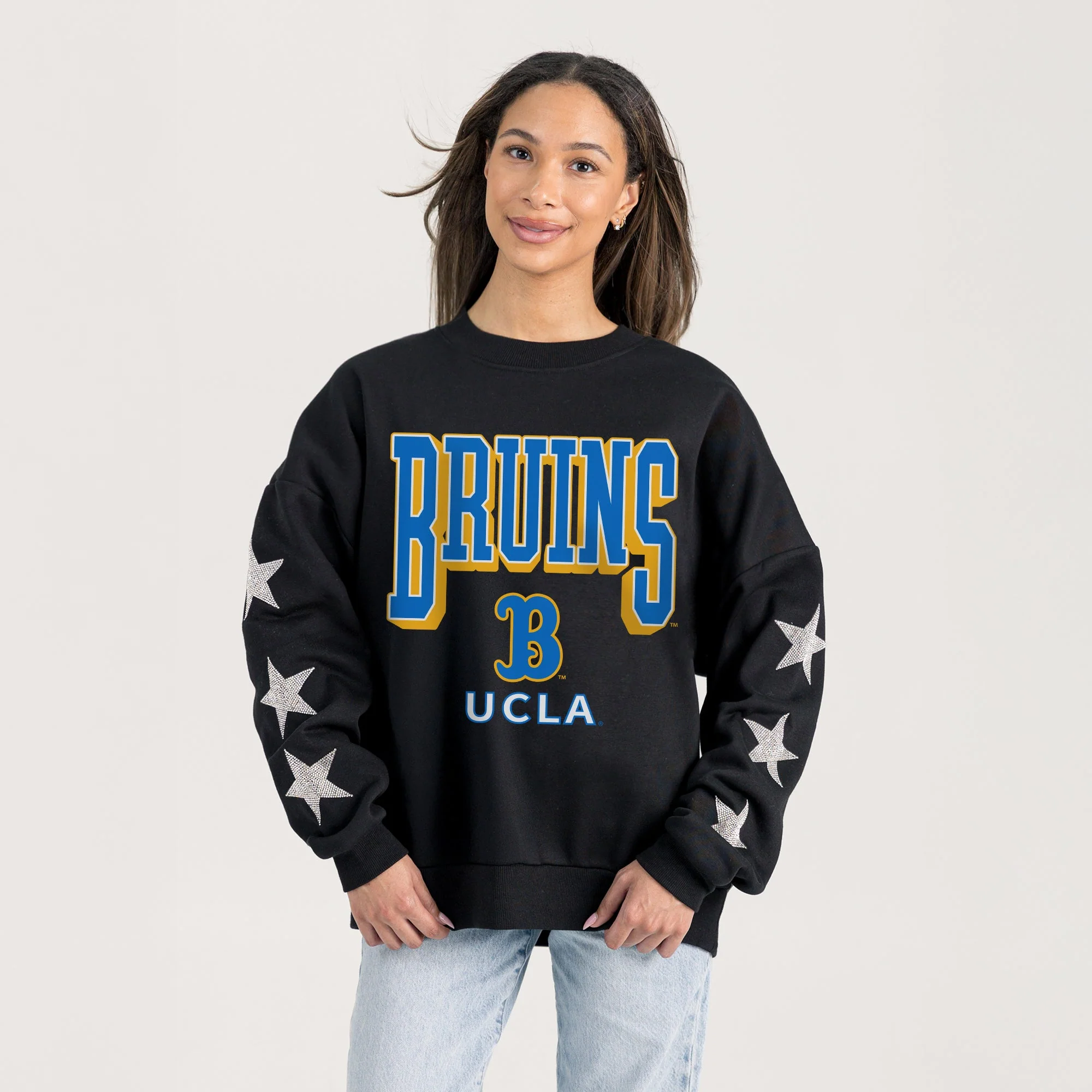 UCLA BRUINS PURE VICTORY EMBELLISHED STAR SLEEVE CREWNECK PULLOVER - Image 2