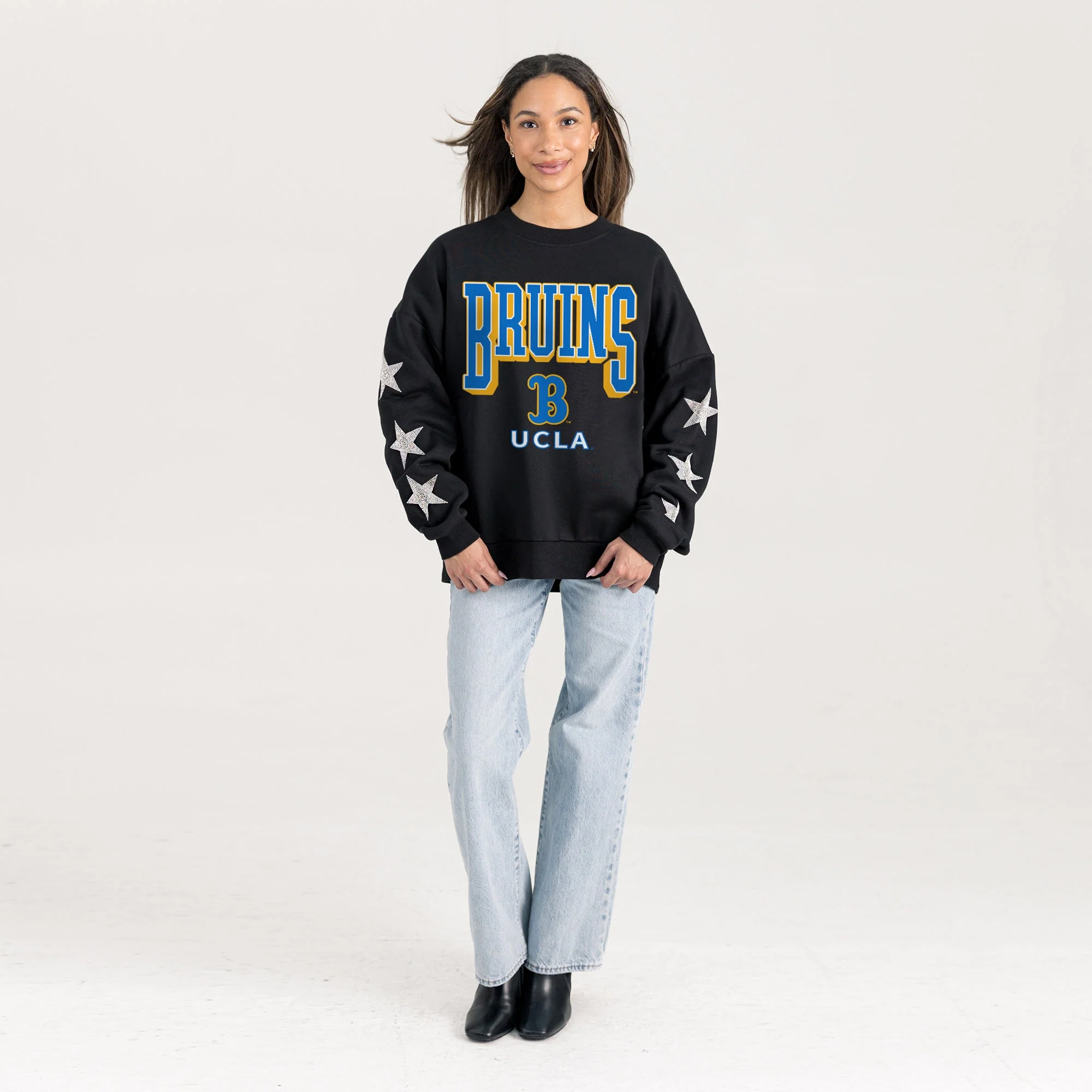 UCLA BRUINS PURE VICTORY EMBELLISHED STAR SLEEVE CREWNECK PULLOVER - Image 4
