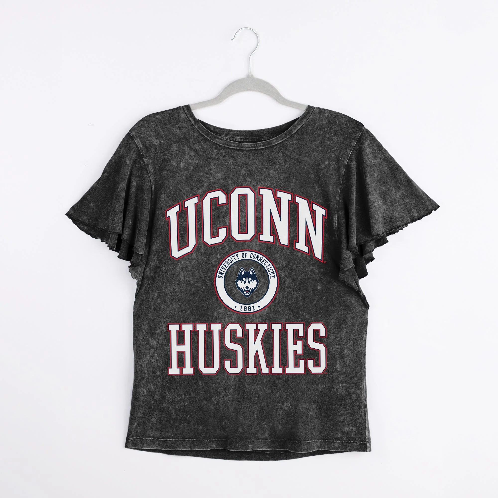 UCONN HUSKIES VICTORY MODE FLUTTER SLEEVE TEE IN BLACK - Image 8