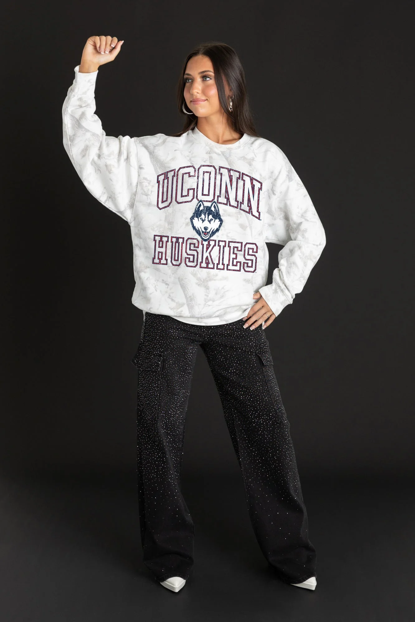 UCONN HUSKIES WHITEOUT PREMIUM DROP SHOULDER CAMO PULLOVER - Image 4