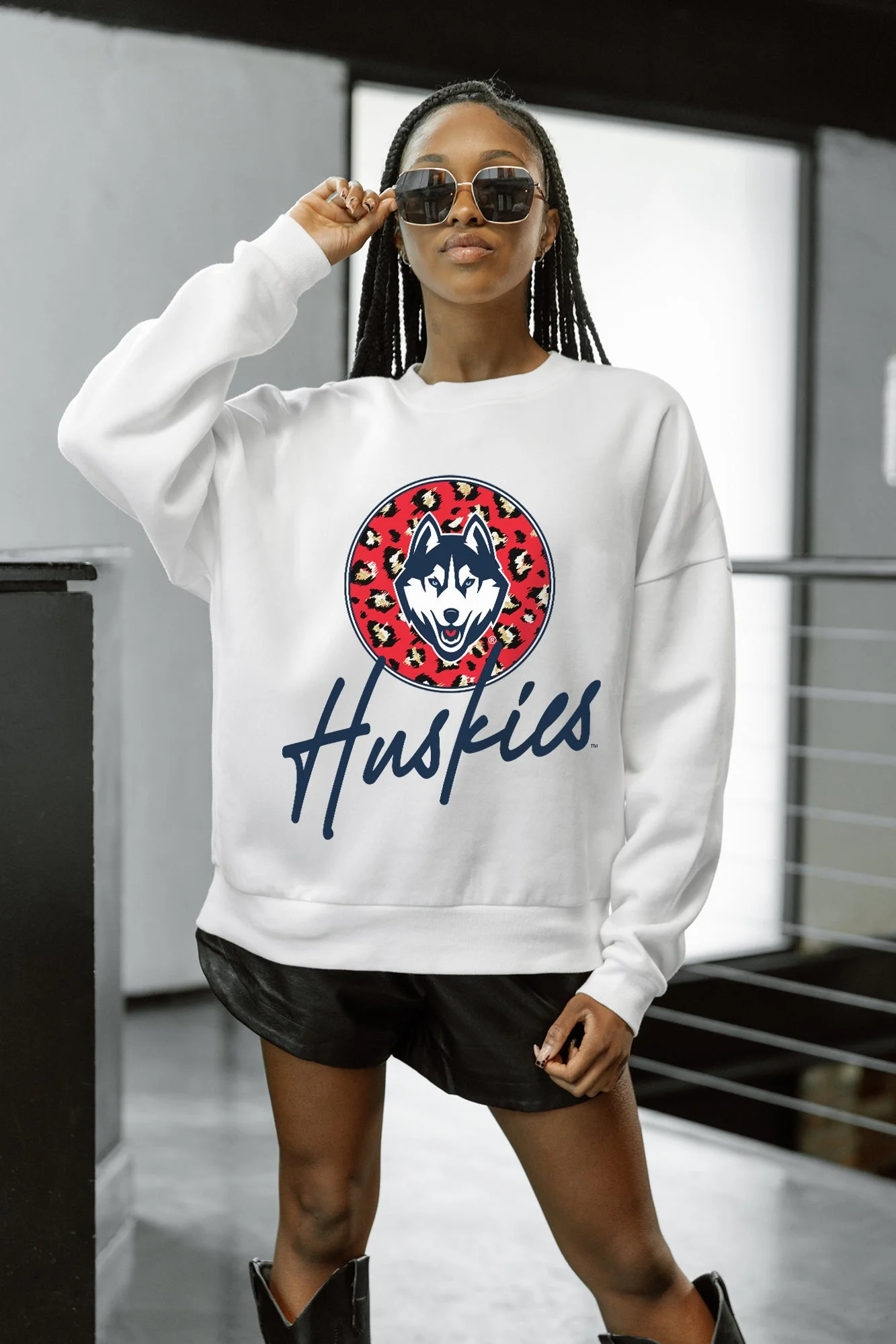 UCONN HUSKIES WILD BREAKTHROUGH PREMIUM FLEECE CREWNECK PULLOVER - Image 4
