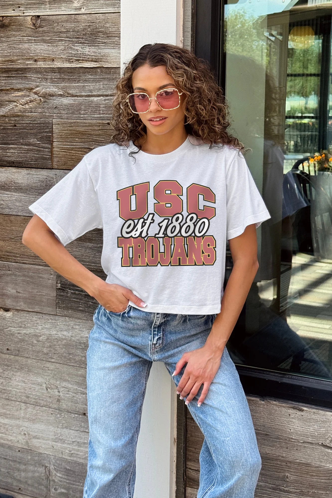 USC TROJANS DEEP ROOTS BOXY FIT WOMEN'S CROPPED TEE - Image 3