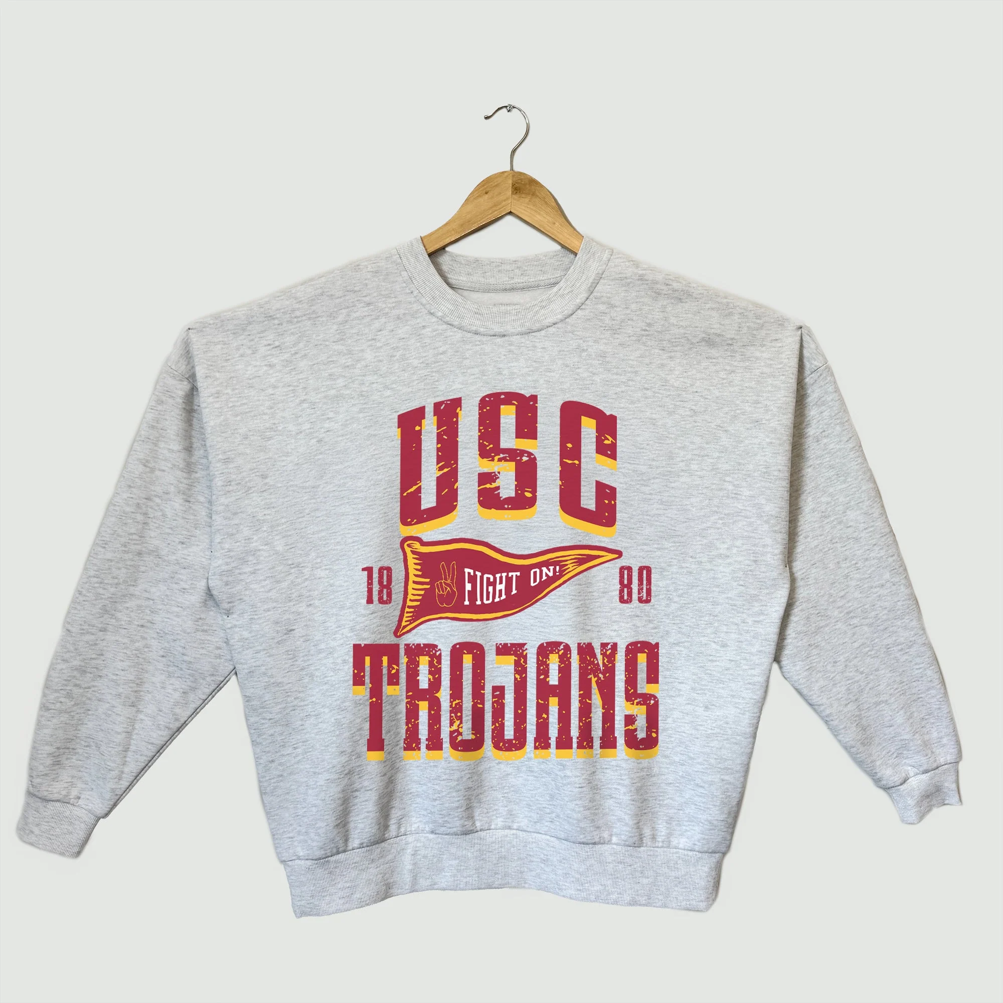 USC TROJANS PENNANT PRIDE PREMIUM FLEECE DROP SHOULDER CREWNECK PULLOVER
