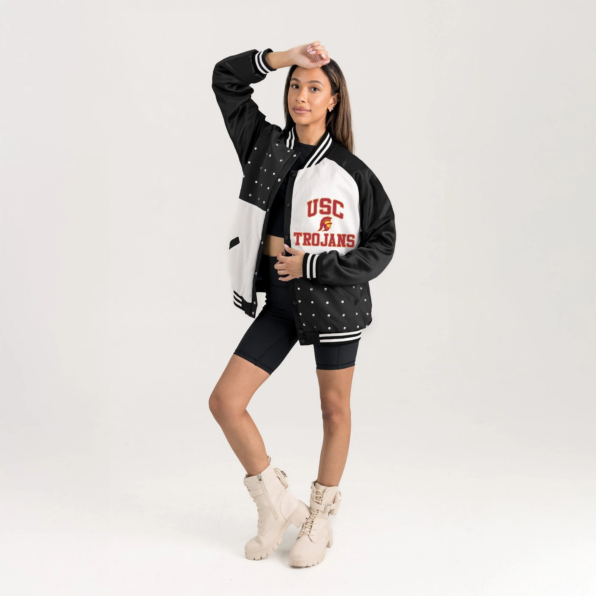 USC TROJANS REFINED RIVALRY THROWBACK VARSITY BOMBER JACKET - Image 4