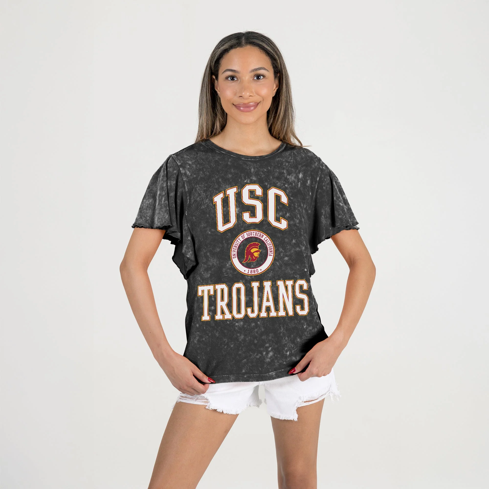 USC TROJANS VICTORY MODE FLUTTER SLEEVE TEE IN BLACK - Image 5