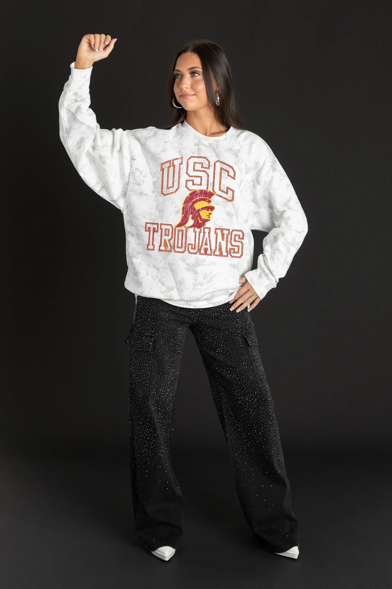 USC TROJANS WHITEOUT PREMIUM DROP SHOULDER CAMO PULLOVER - Image 4
