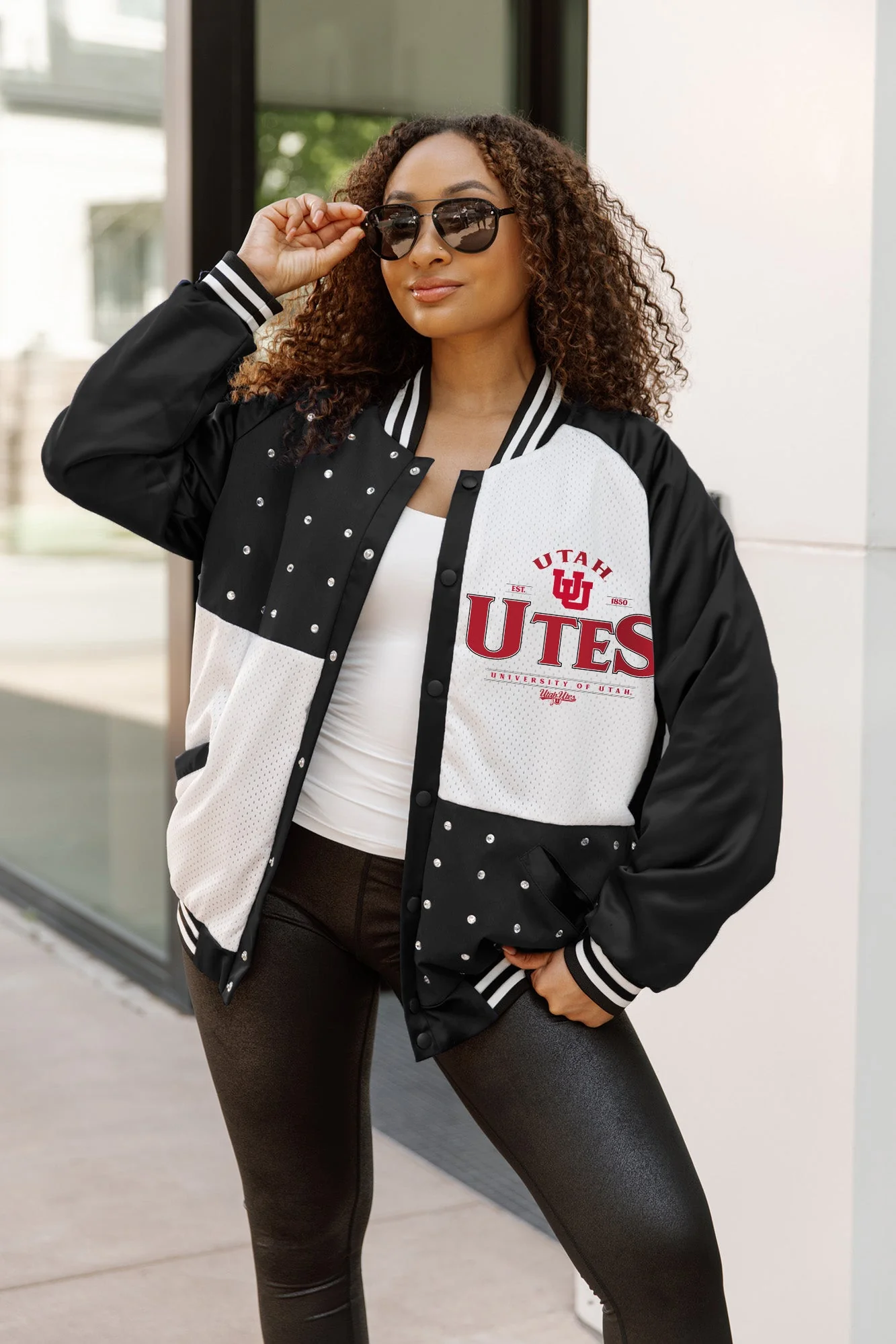 UTAH UTES INNER DRIVE THROWBACK VARSITY BOMBER JACKET