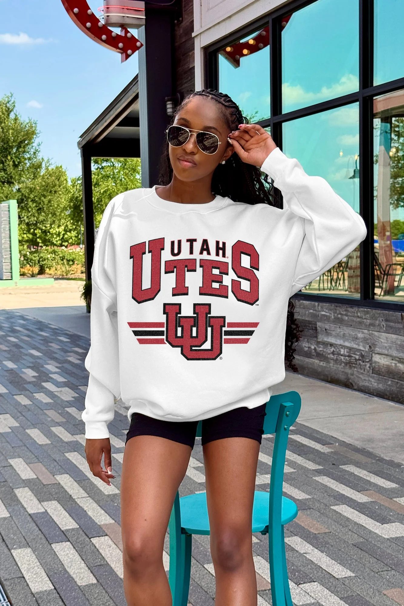UTAH UTES SWIFT STRIKE PREMIUM FLEECE DROP SHOULDER CREWNECK PULLOVER - Image 2