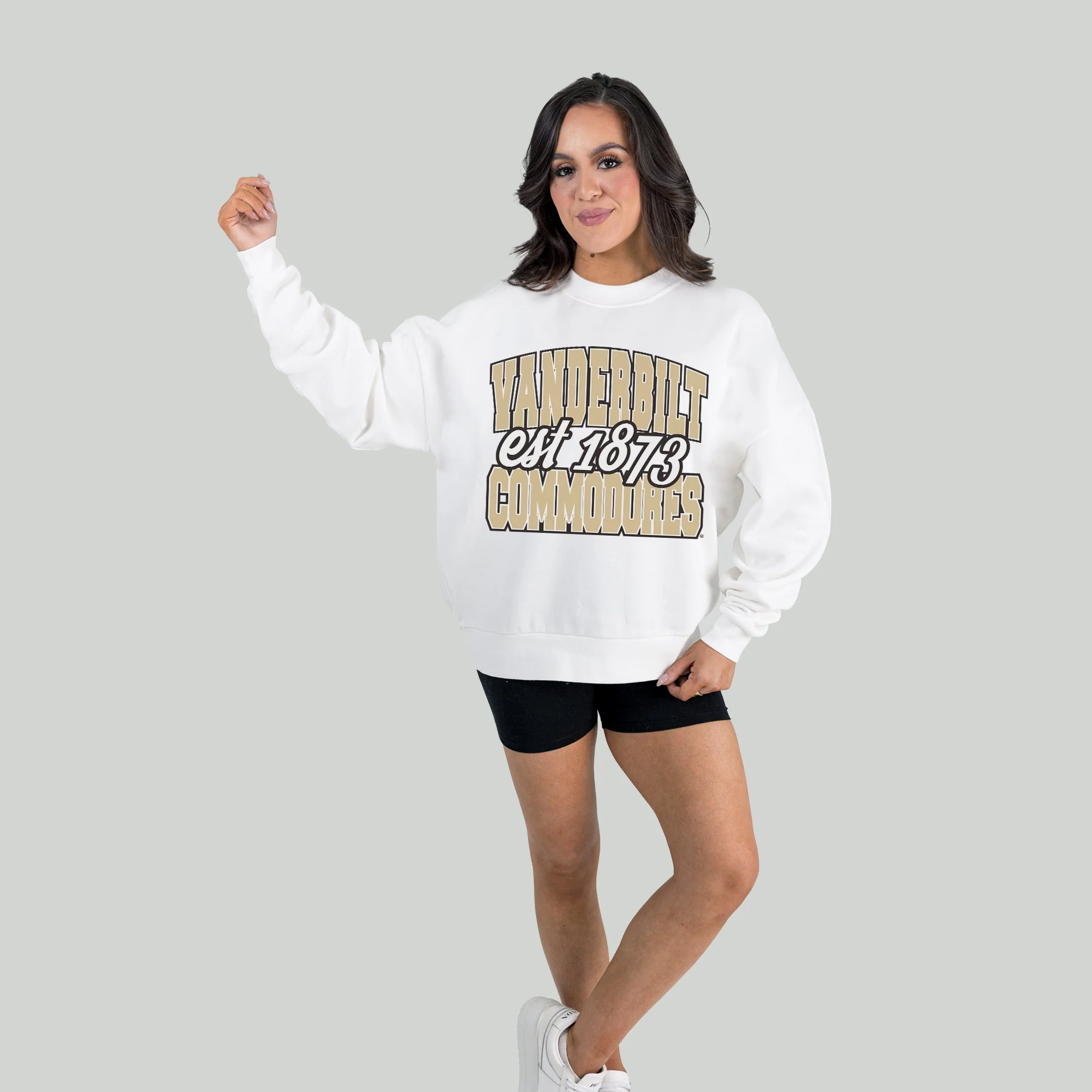 VANDERBILT COMMODORES FADED FORMATION PREMIUM FLEECE DROP SHOULDER CREWNECK PULLOVER - Image 4