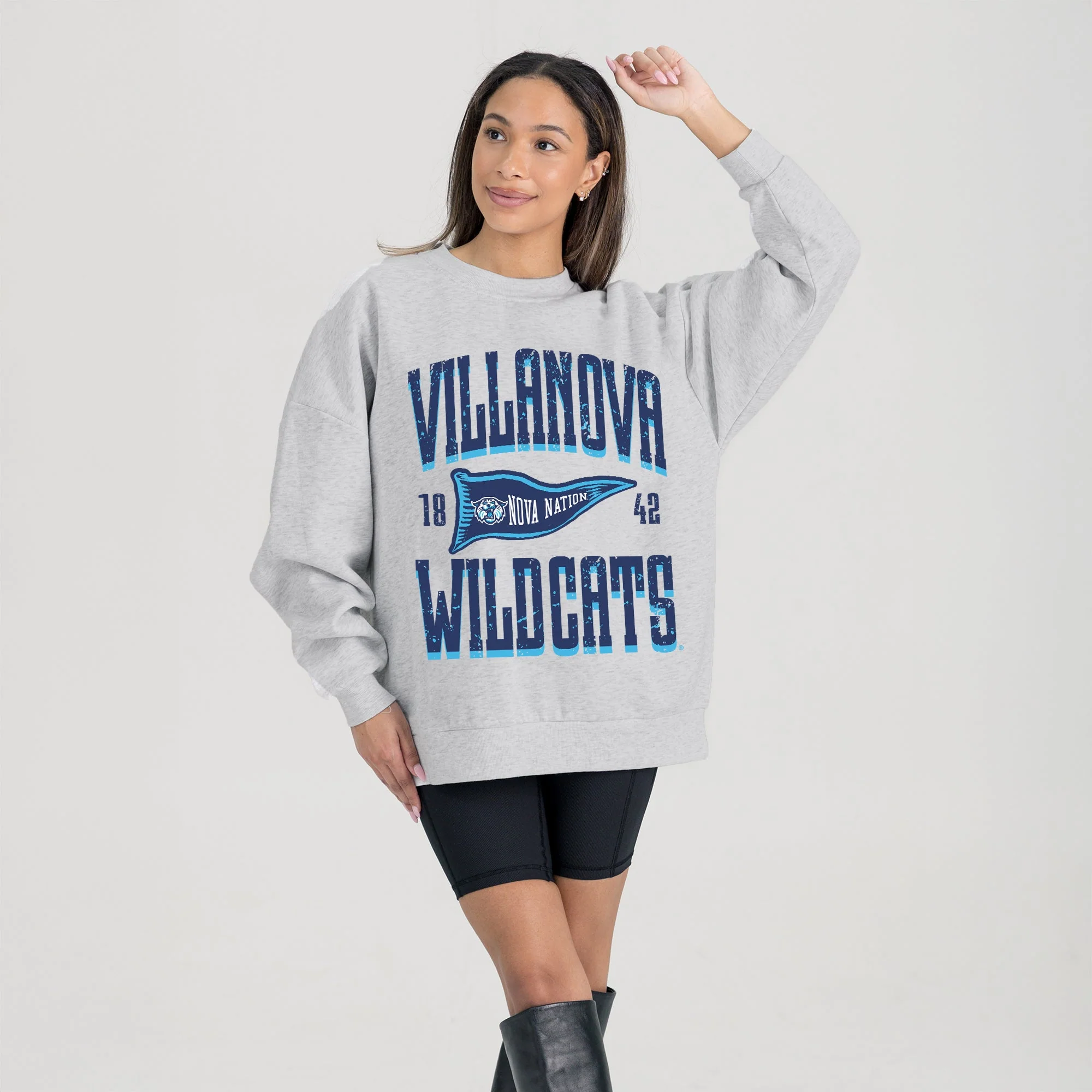 VILLANOVA WILDCATS PENNANT PRIDE PREMIUM FLEECE DROP SHOULDER CREWNECK PULLOVER - Image 4