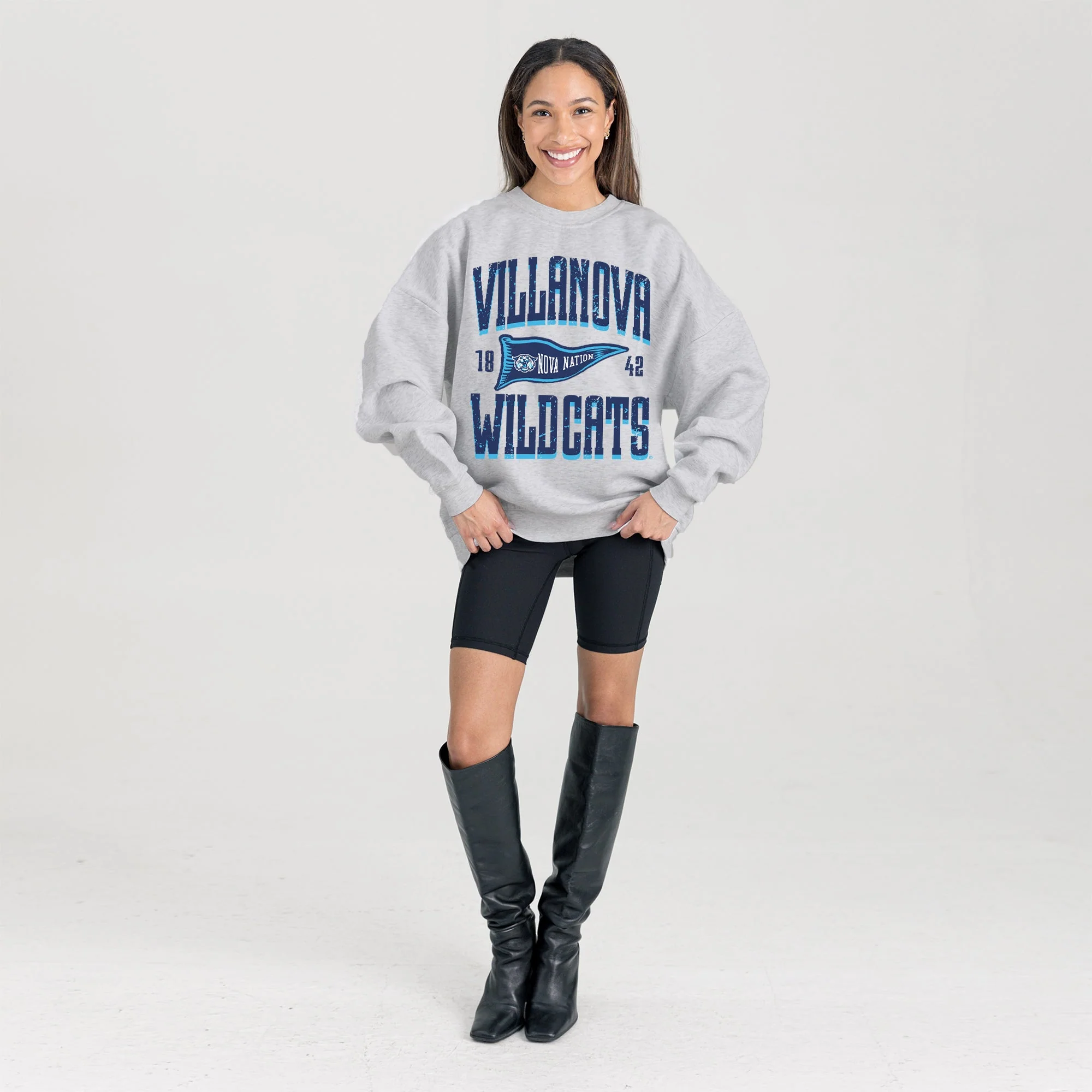 VILLANOVA WILDCATS PENNANT PRIDE PREMIUM FLEECE DROP SHOULDER CREWNECK PULLOVER - Image 6