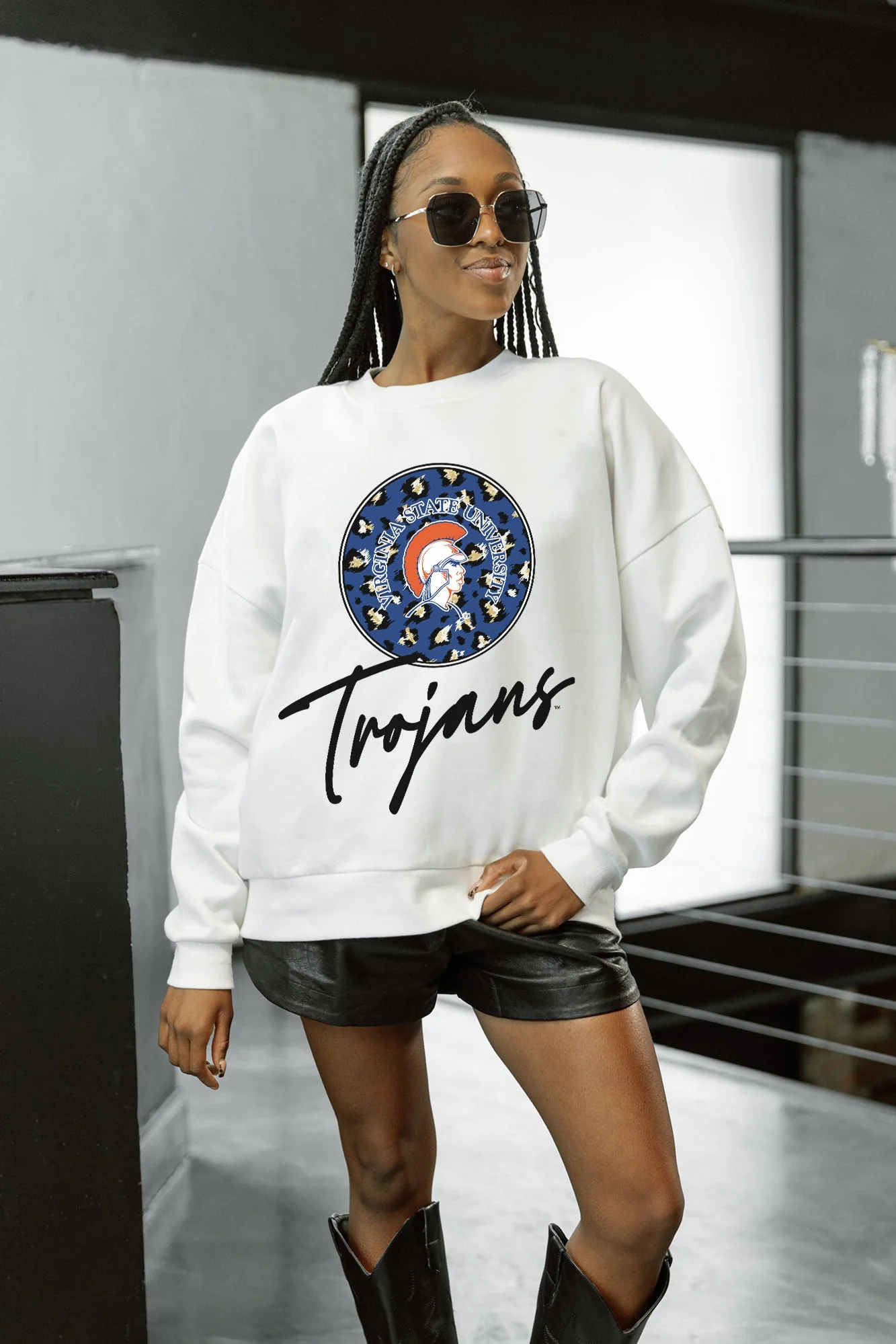 VIRGINIA STATE TROJANS WILD BREAKTHROUGH PREMIUM FLEECE CREWNECK PULLOVER - Image 3