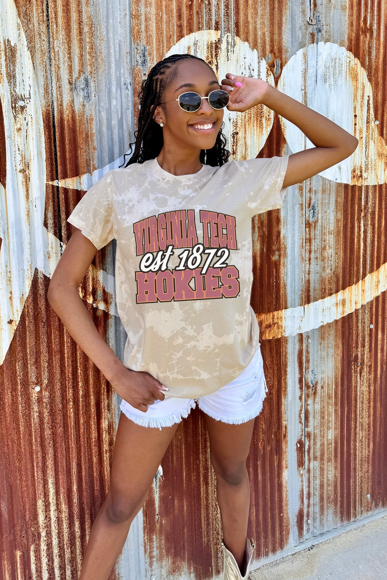 VIRGINIA TECH HOKIES DEEP ROOTS BLEACH WASH TEE - Image 3