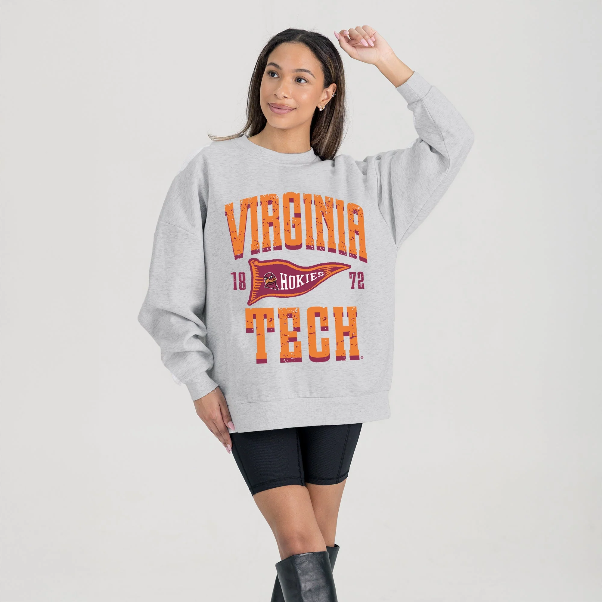 VIRGINIA TECH HOKIES PENNANT PRIDE PREMIUM FLEECE DROP SHOULDER CREWNECK PULLOVER - Image 4