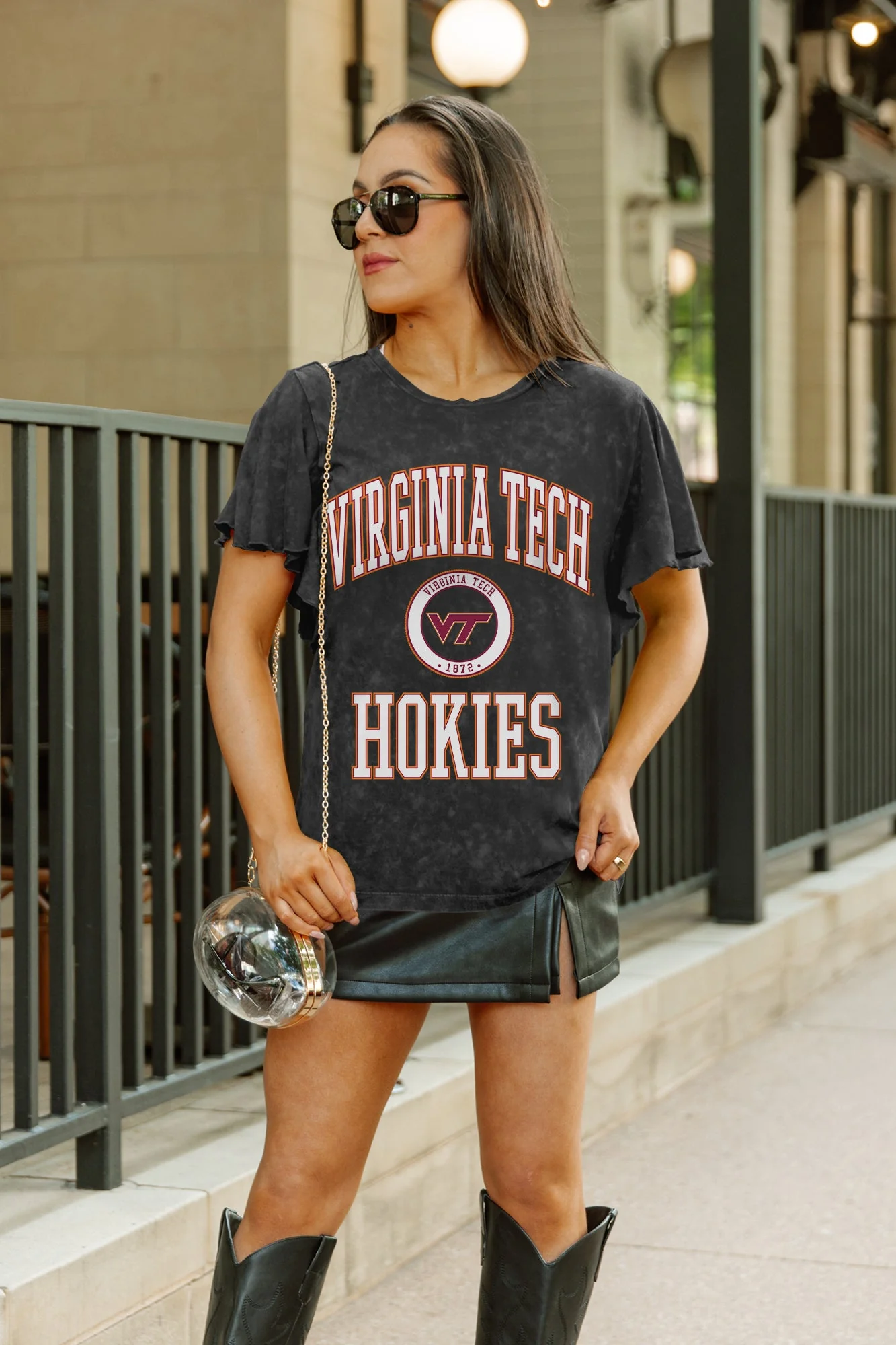 VIRGINIA TECH HOKIES VICTORY MODE FLUTTER SLEEVE TEE IN BLACK - Image 3