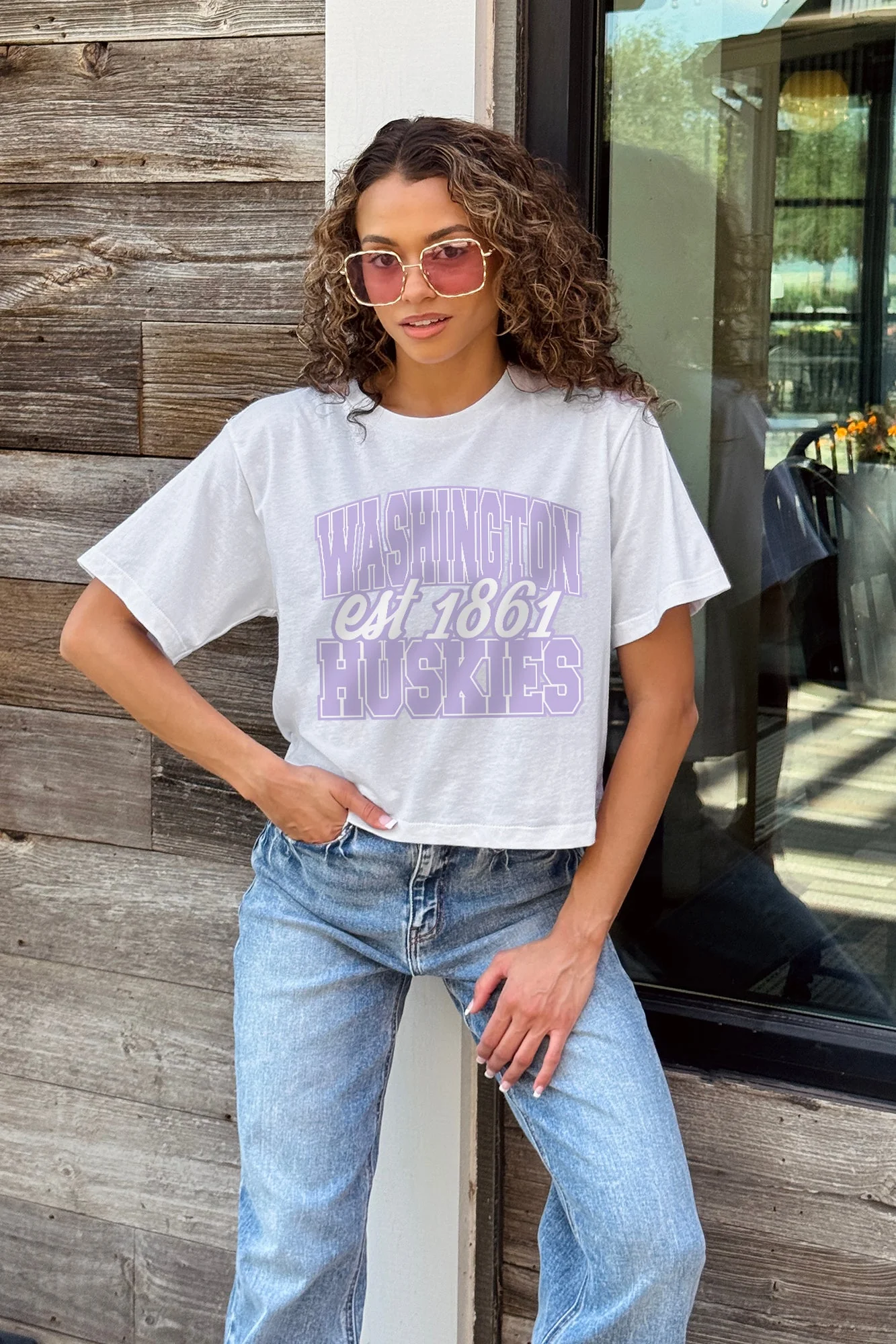 WASHINGTON HUSKIES DEEP ROOTS BOXY FIT WOMEN'S CROPPED TEE - Image 3