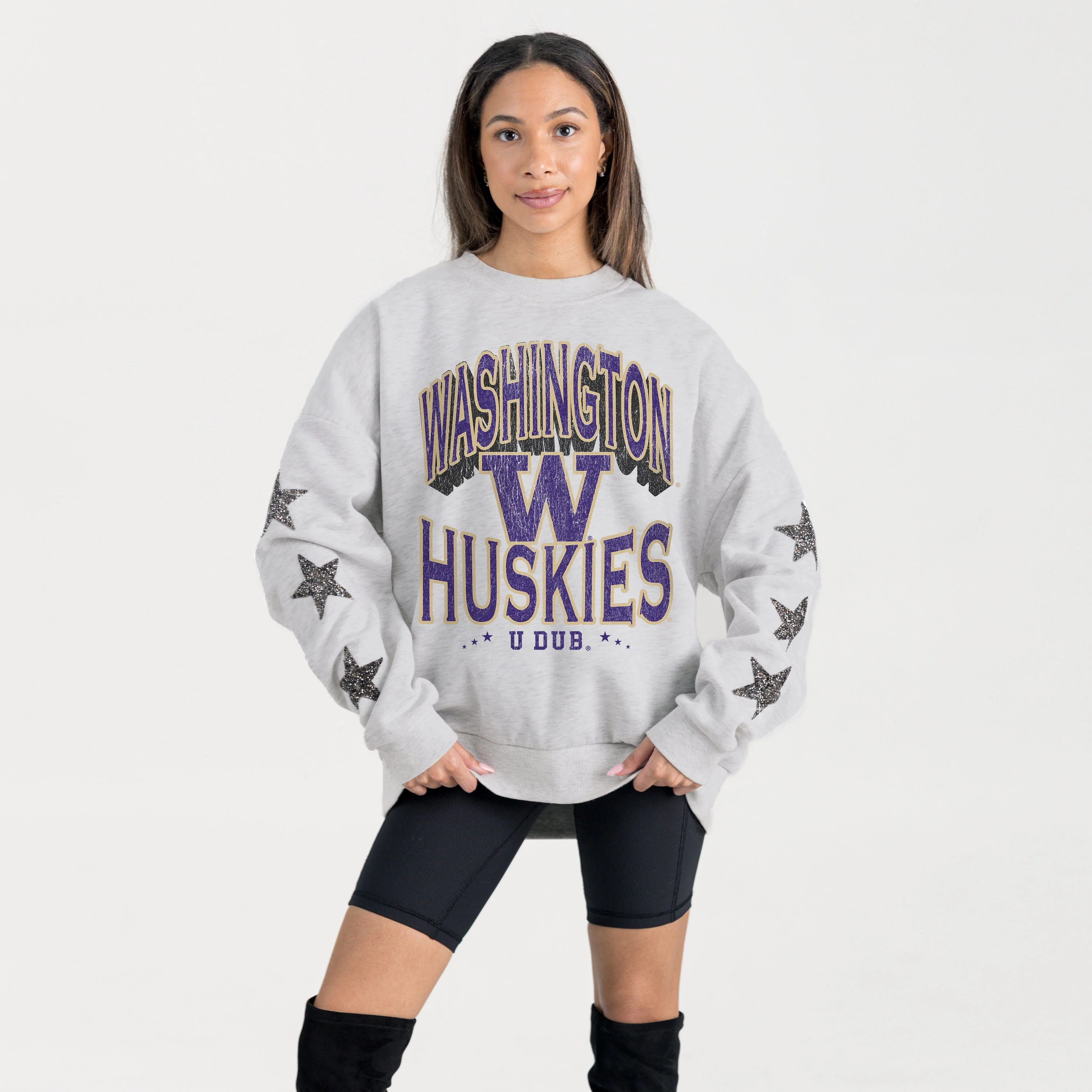 WASHINGTON HUSKIES RESILIENCE STAR EMBELLISHED CREW SWEATSHIRT - Image 5