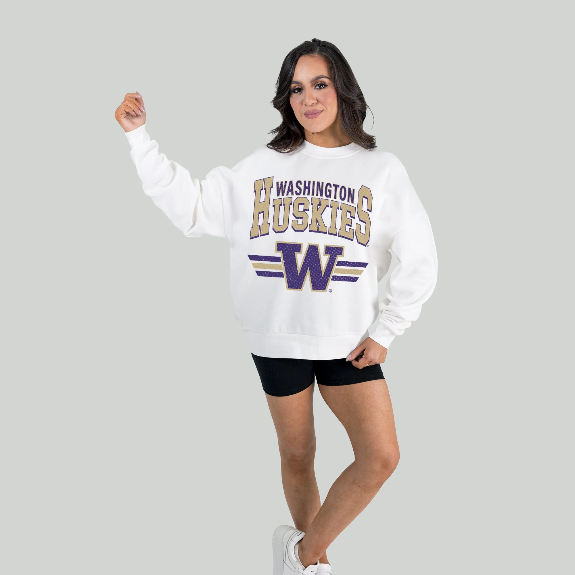WASHINGTON HUSKIES SWIFT STRIKE PREMIUM FLEECE DROP SHOULDER CREWNECK PULLOVER - Image 4