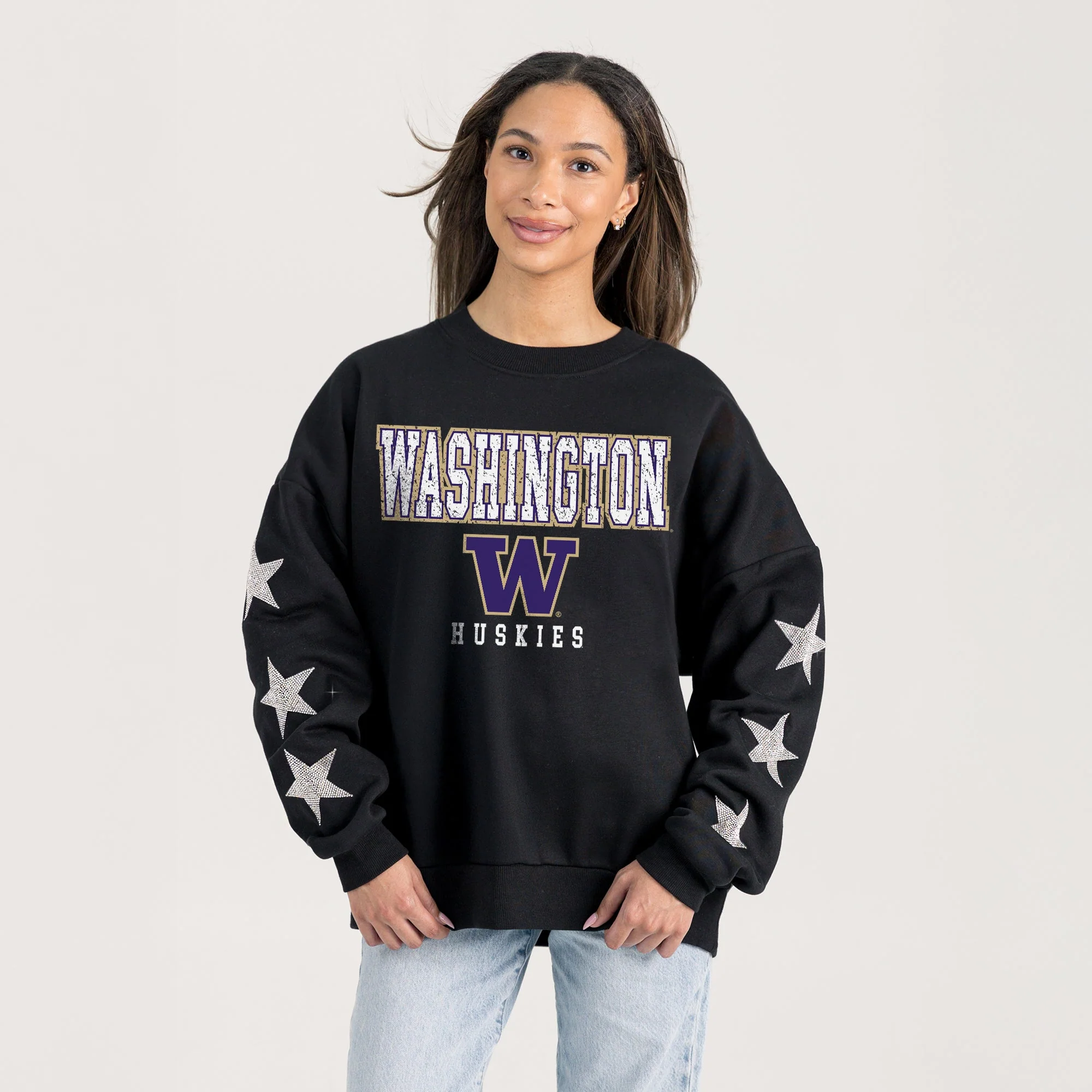 WASHINGTON HUSKIES VELOCITY STAR EMBELLISHED CREW SWEATSHIRT - Image 5