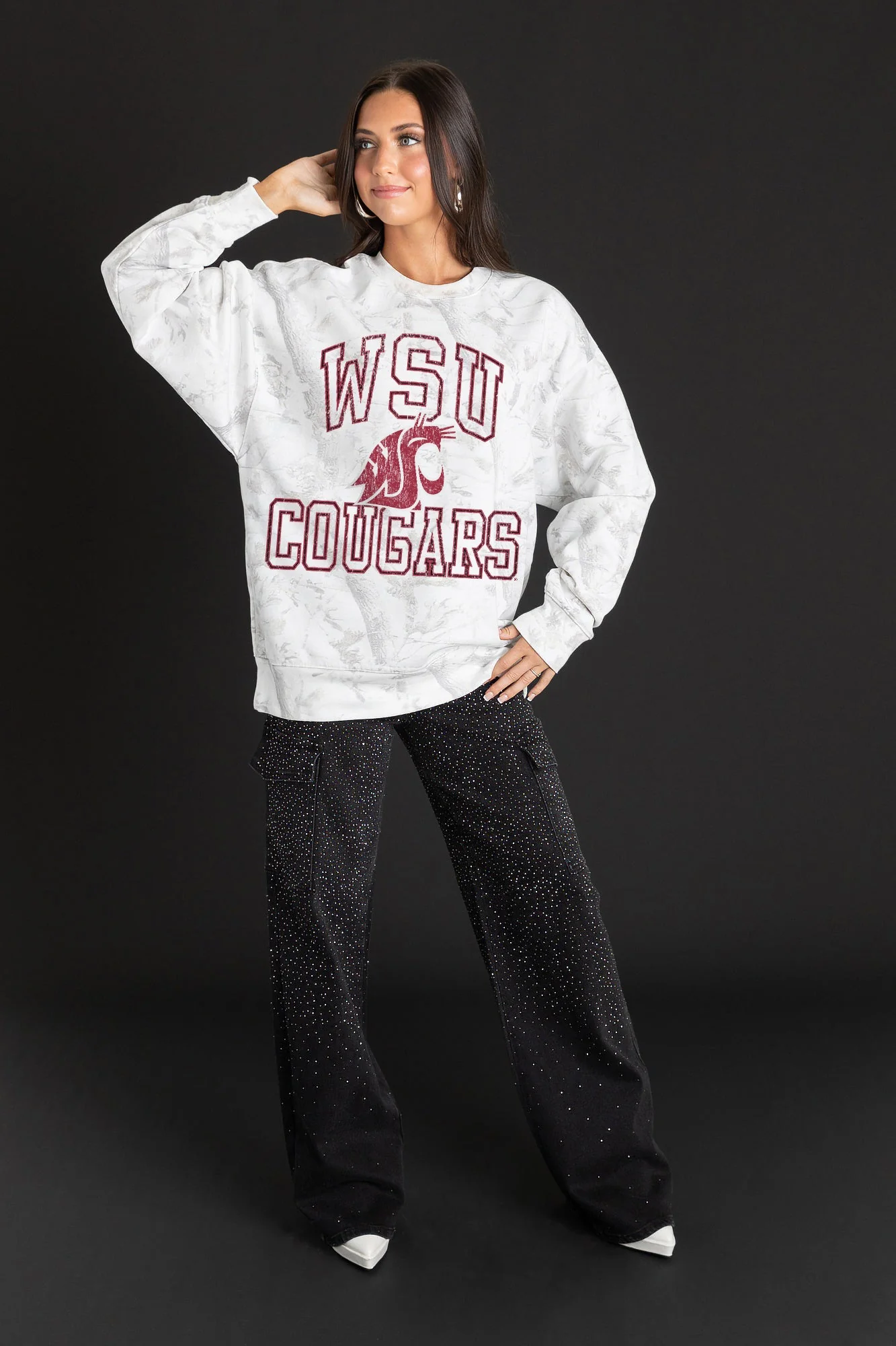 WASHINGTON STATE COUGARS WHITEOUT PREMIUM DROP SHOULDER CAMO PULLOVER - Image 3