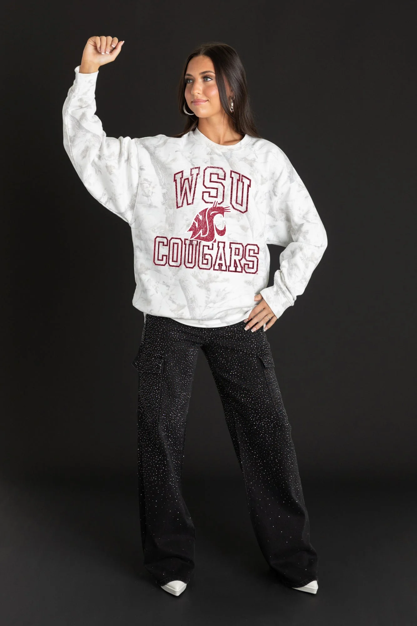 WASHINGTON STATE COUGARS WHITEOUT PREMIUM DROP SHOULDER CAMO PULLOVER - Image 4