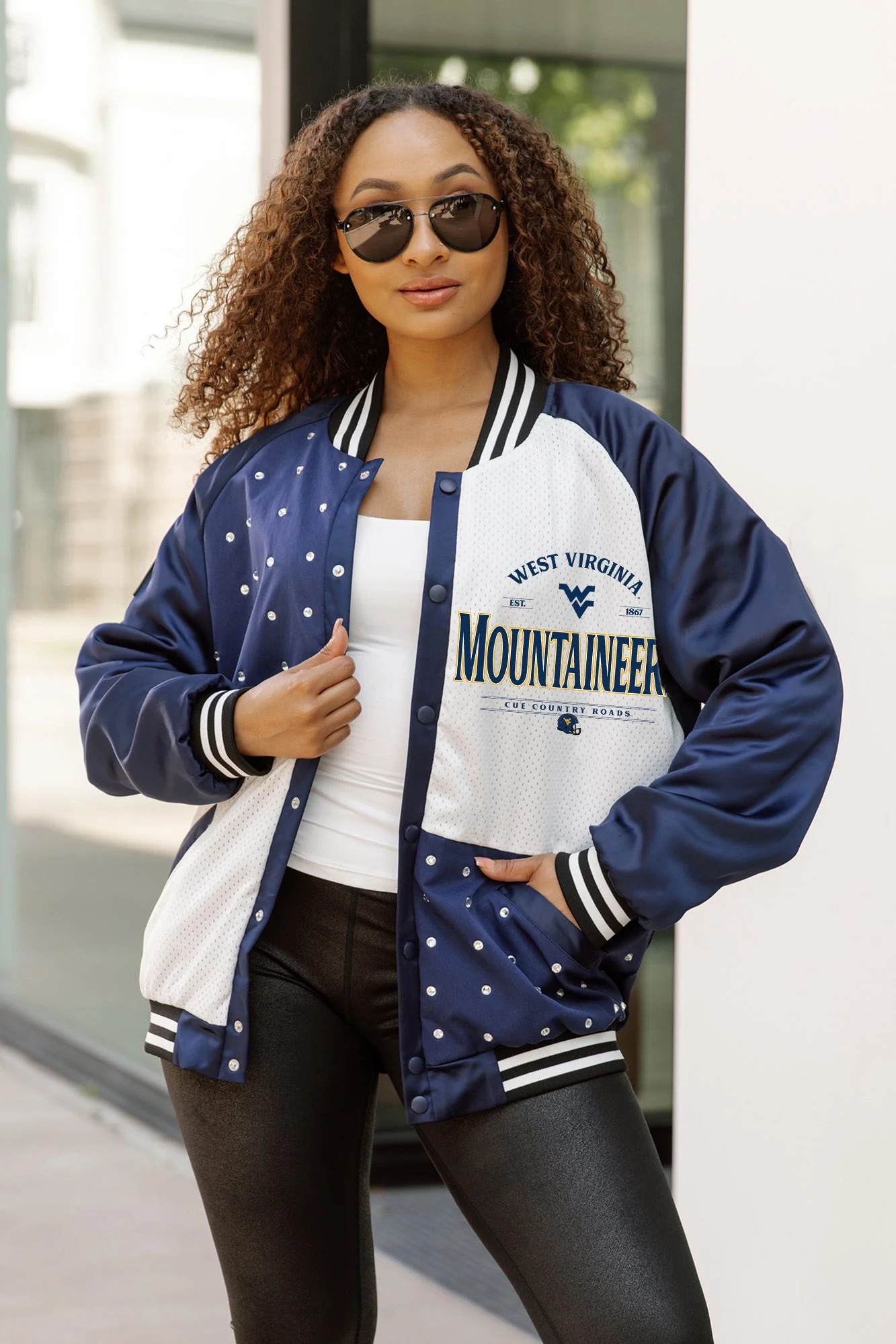 WEST VIRGINIA MOUNTAINEERS INNER DRIVE THROWBACK VARSITY BOMBER JACKET - Image 2
