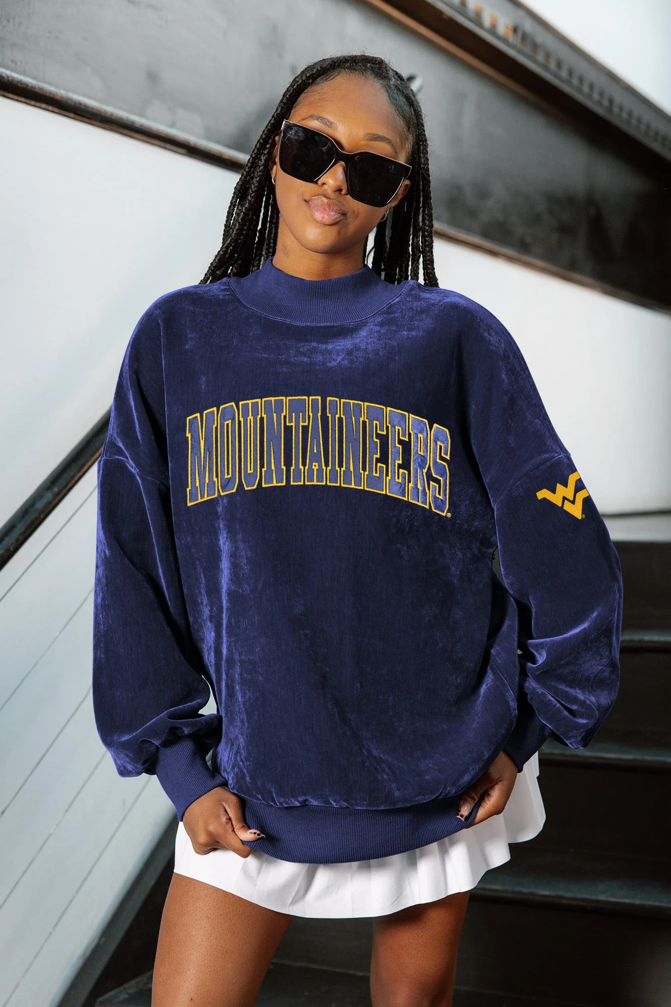 WEST VIRGINIA MOUNTAINEERS MAKE A MOVE MOCK NECK CHENILLE PULLOVER - Image 10