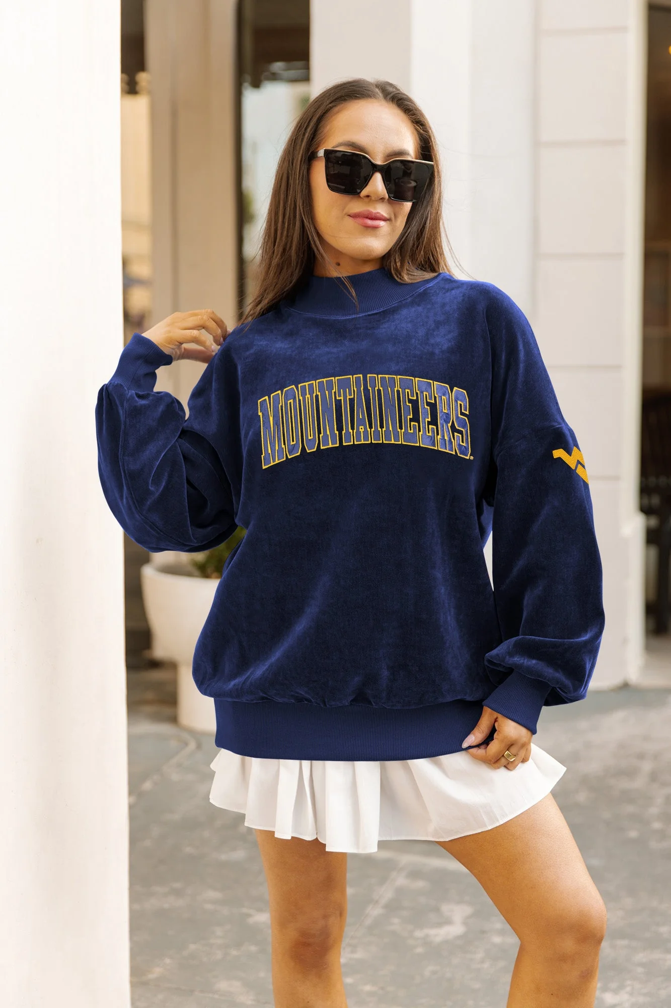 WEST VIRGINIA MOUNTAINEERS MAKE A MOVE MOCK NECK CHENILLE PULLOVER - Image 3