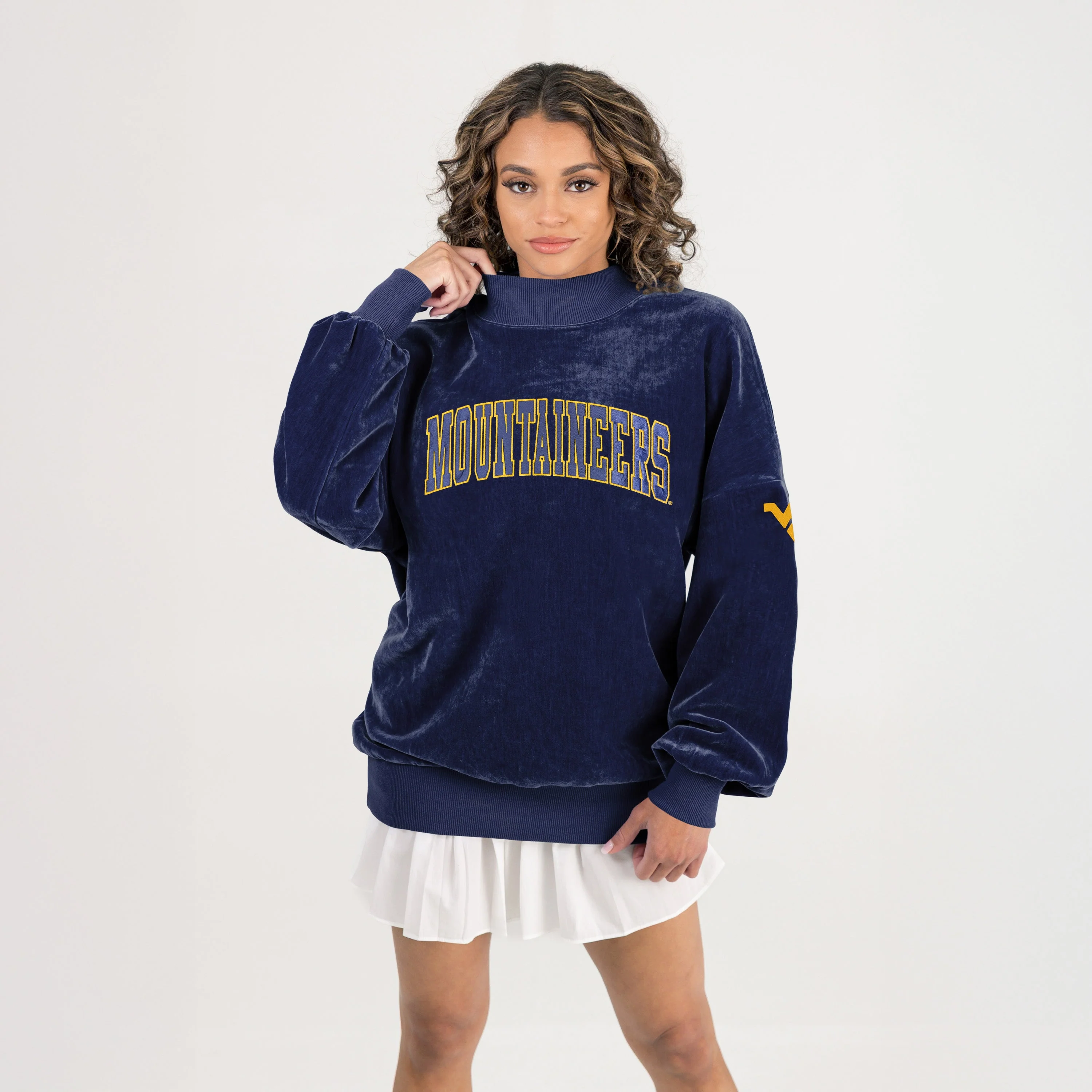 WEST VIRGINIA MOUNTAINEERS MAKE A MOVE MOCK NECK CHENILLE PULLOVER - Image 5