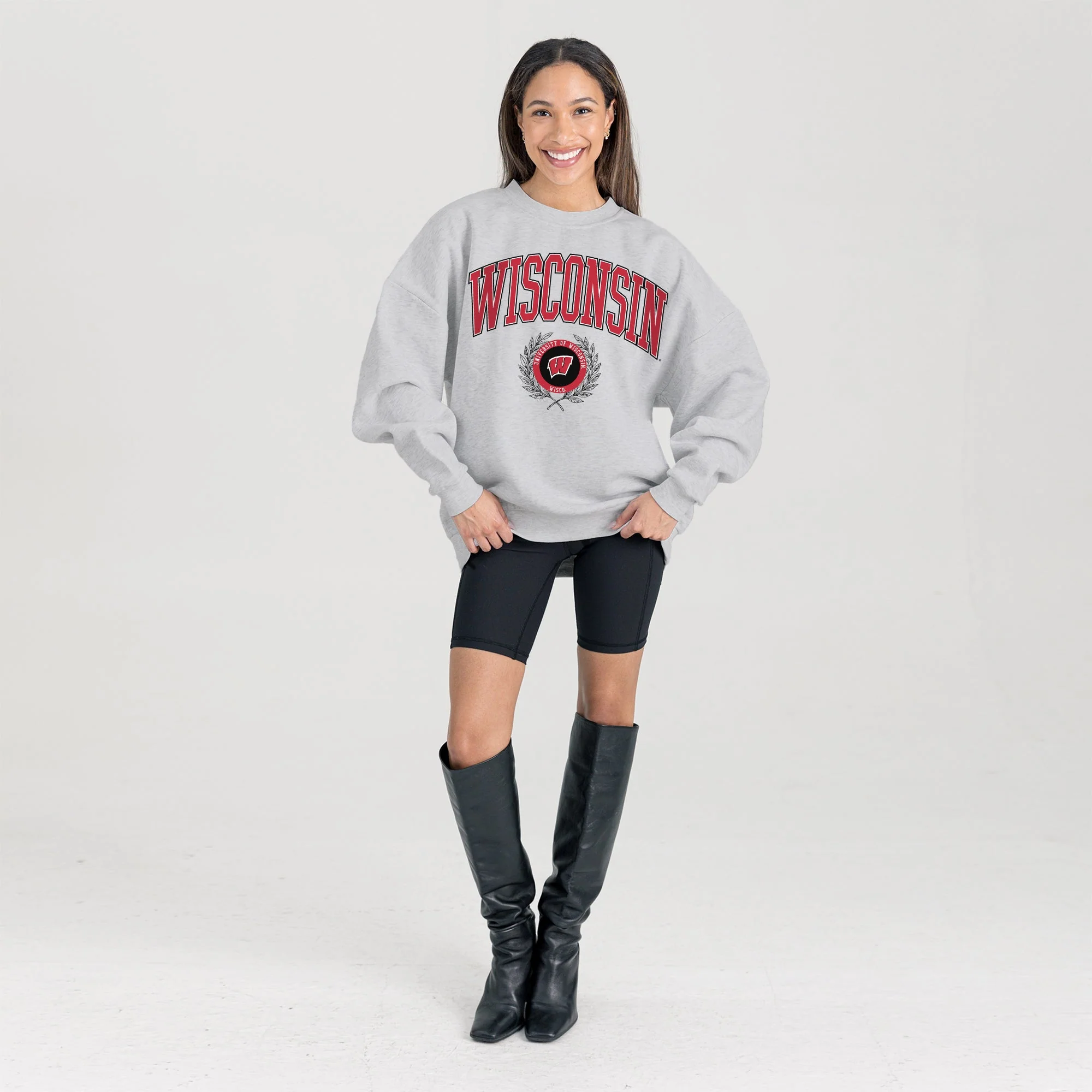 WISCONSIN BADGERS TRADITION REFINED PREMIUM FLEECE CREWNECK PULLOVER - Image 5