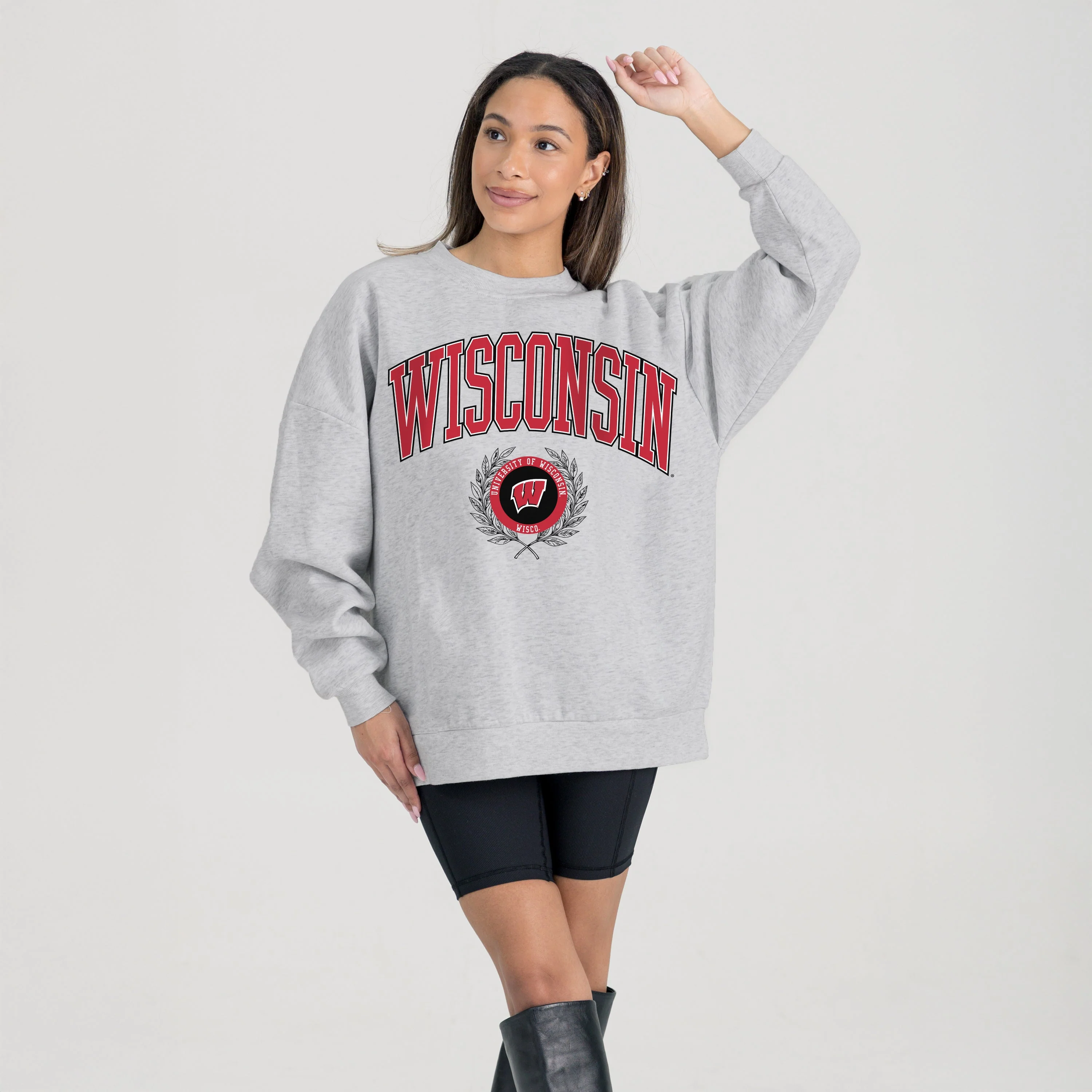 WISCONSIN BADGERS TRADITION REFINED PREMIUM FLEECE CREWNECK PULLOVER - Image 6
