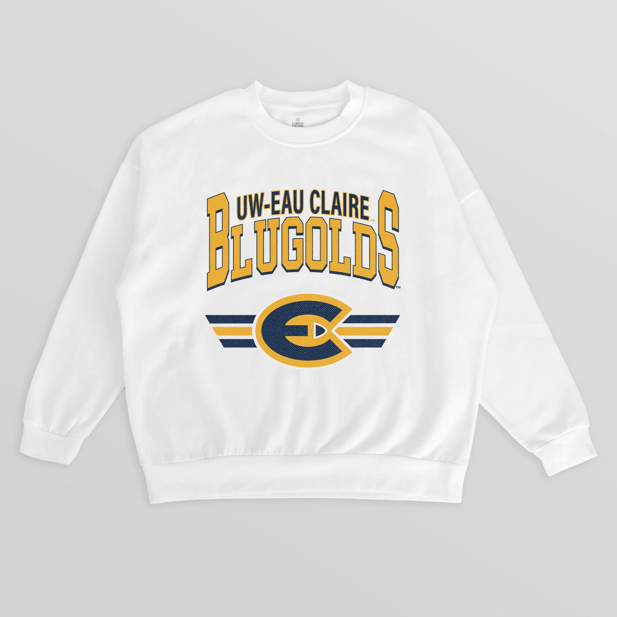WISCONSIN-EAU CLAIRE BLUGOLDS SWIFT STRIKE PREMIUM FLEECE DROP SHOULDER CREWNECK PULLOVER