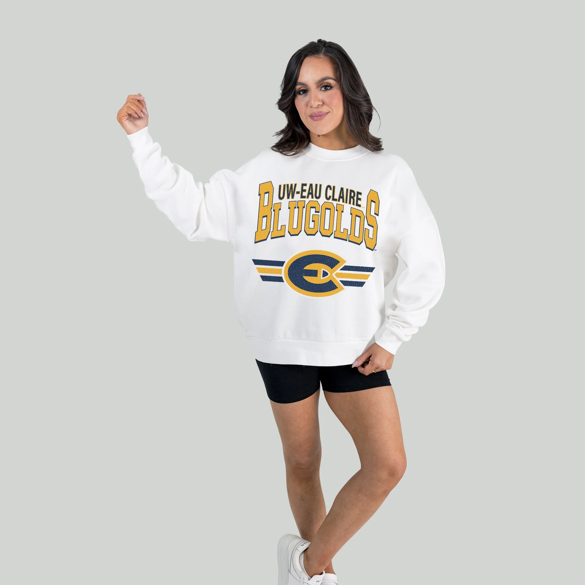 WISCONSIN-EAU CLAIRE BLUGOLDS SWIFT STRIKE PREMIUM FLEECE DROP SHOULDER CREWNECK PULLOVER - Image 4