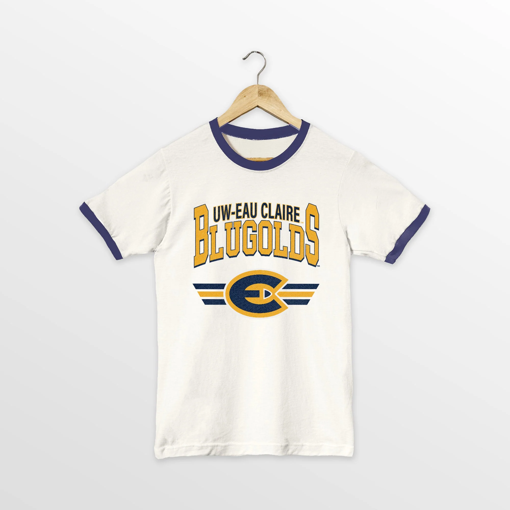 WISCONSIN-EAU CLAIRE BLUGOLDS SWIFT STRIKE VINTAGE RINGER TEE