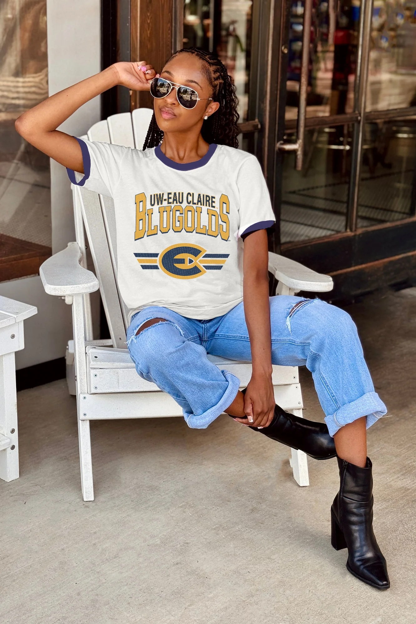 WISCONSIN-EAU CLAIRE BLUGOLDS SWIFT STRIKE VINTAGE RINGER TEE - Image 3