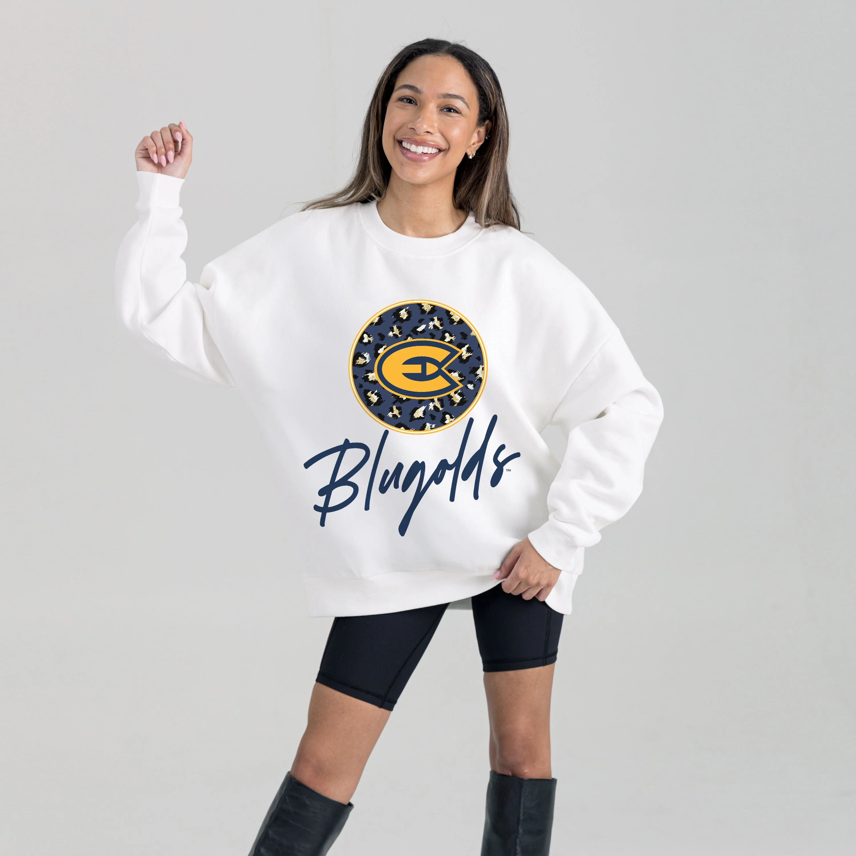 WISCONSIN-EAU CLAIRE BLUGOLDS WILD BREAKTHROUGH PREMIUM FLEECE CREWNECK PULLOVER - Image 5